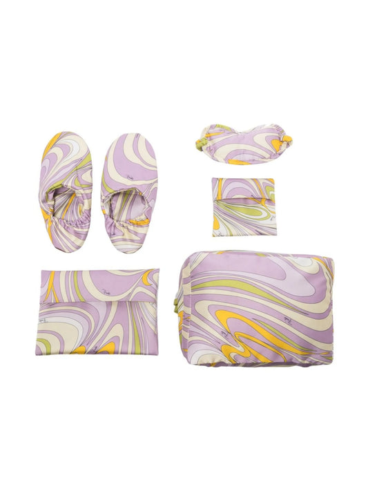 abstract-print wash bag sleep set