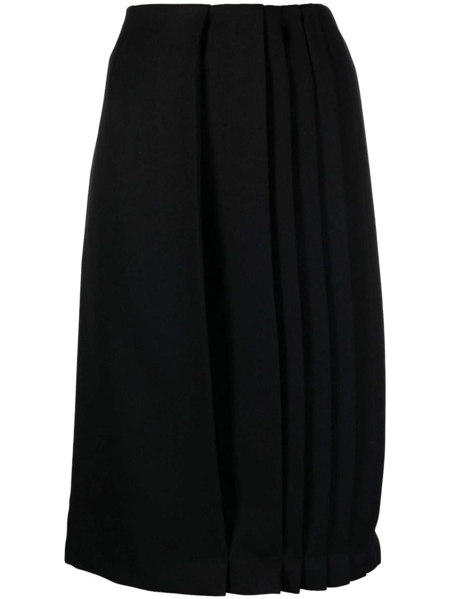 asymmetrical plissé-effect skirt