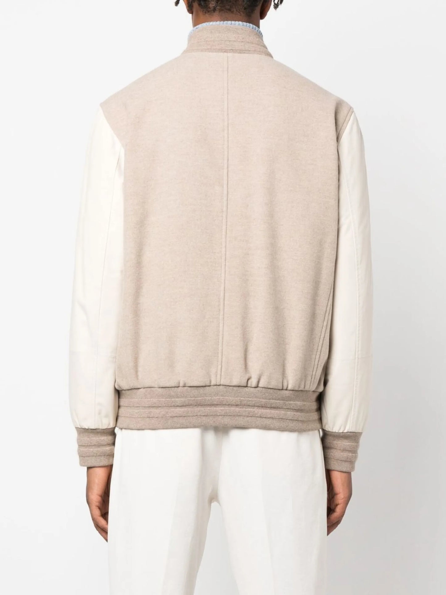 colour-block cashmere bomber jacket