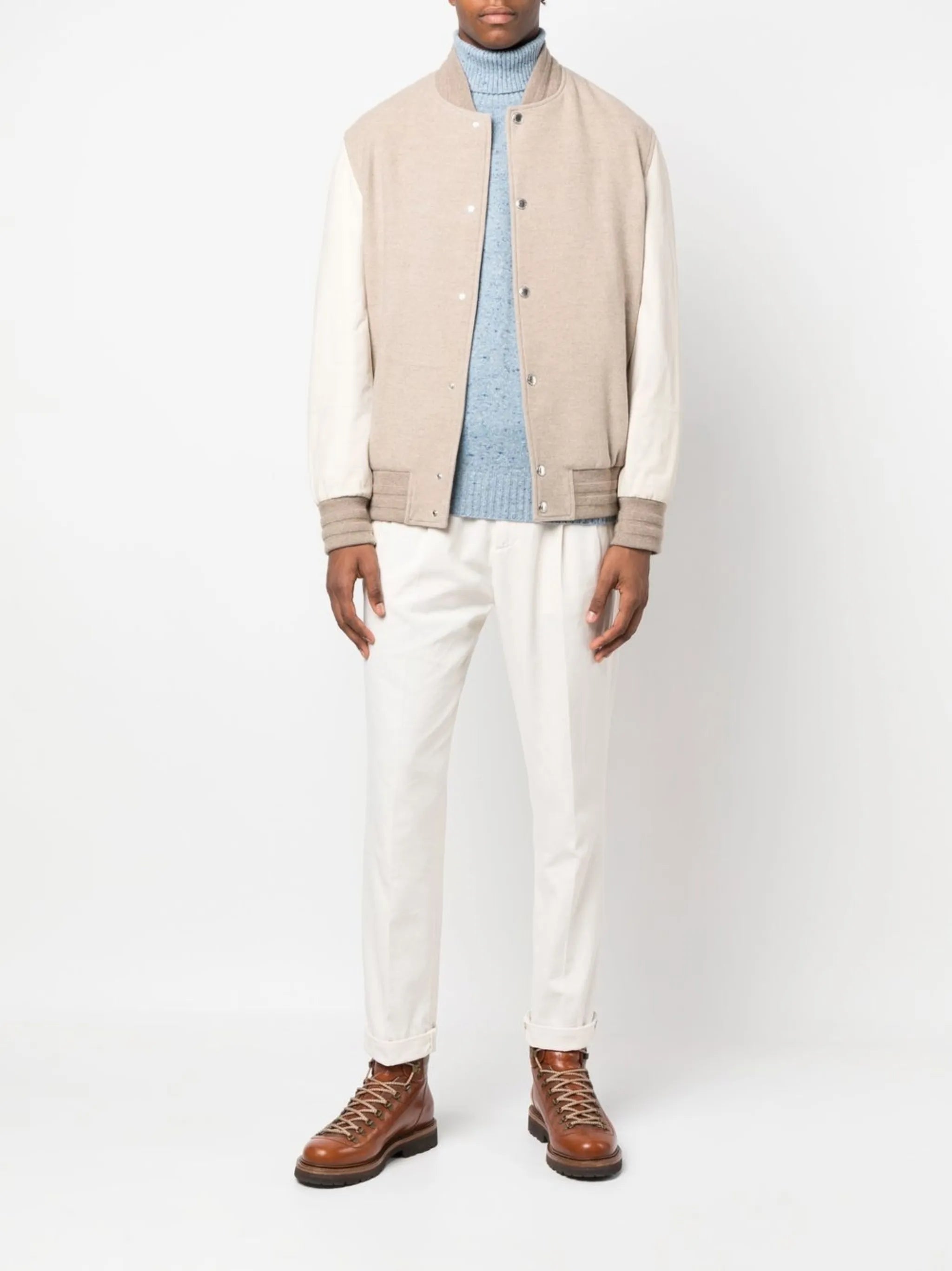 colour-block cashmere bomber jacket