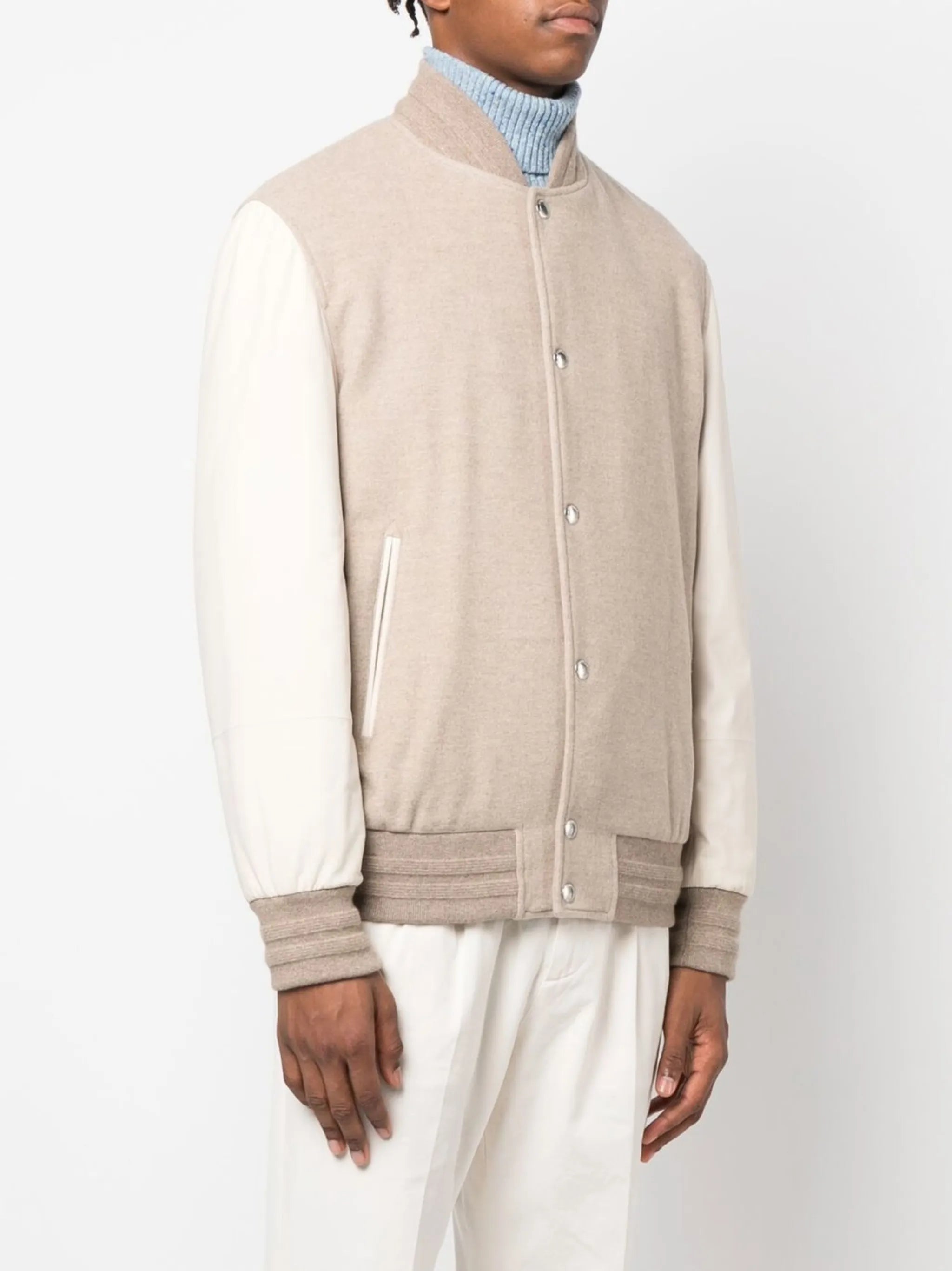 colour-block cashmere bomber jacket