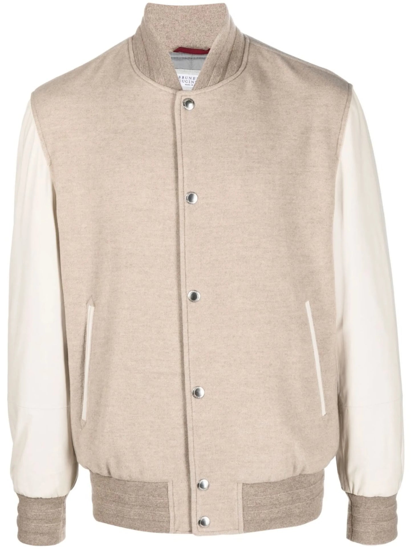 colour-block cashmere bomber jacket