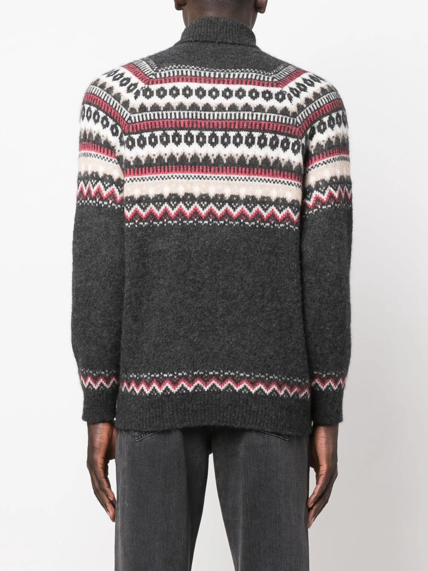intarsia-knit roll-neck jumper