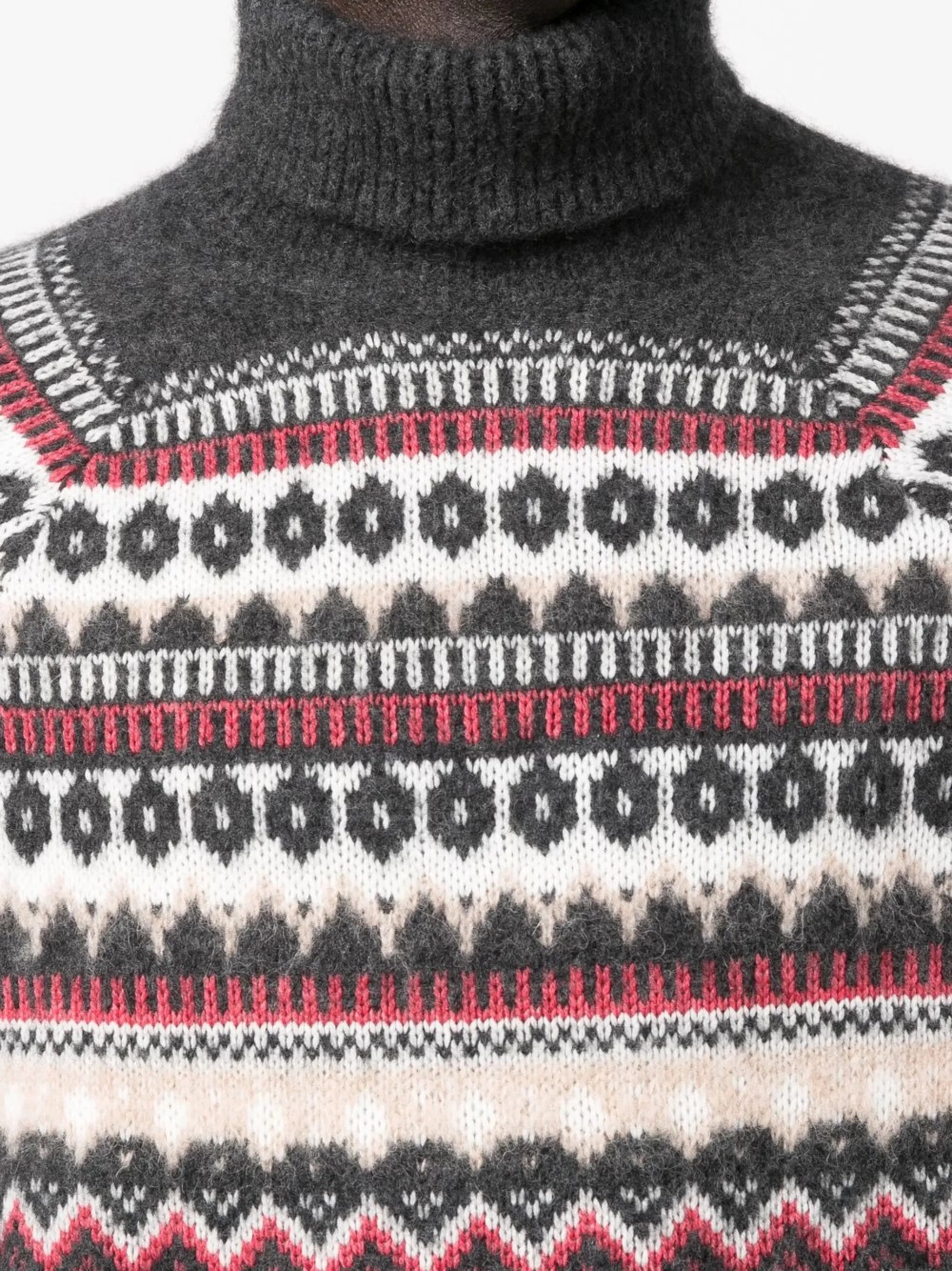 intarsia-knit roll-neck jumper
