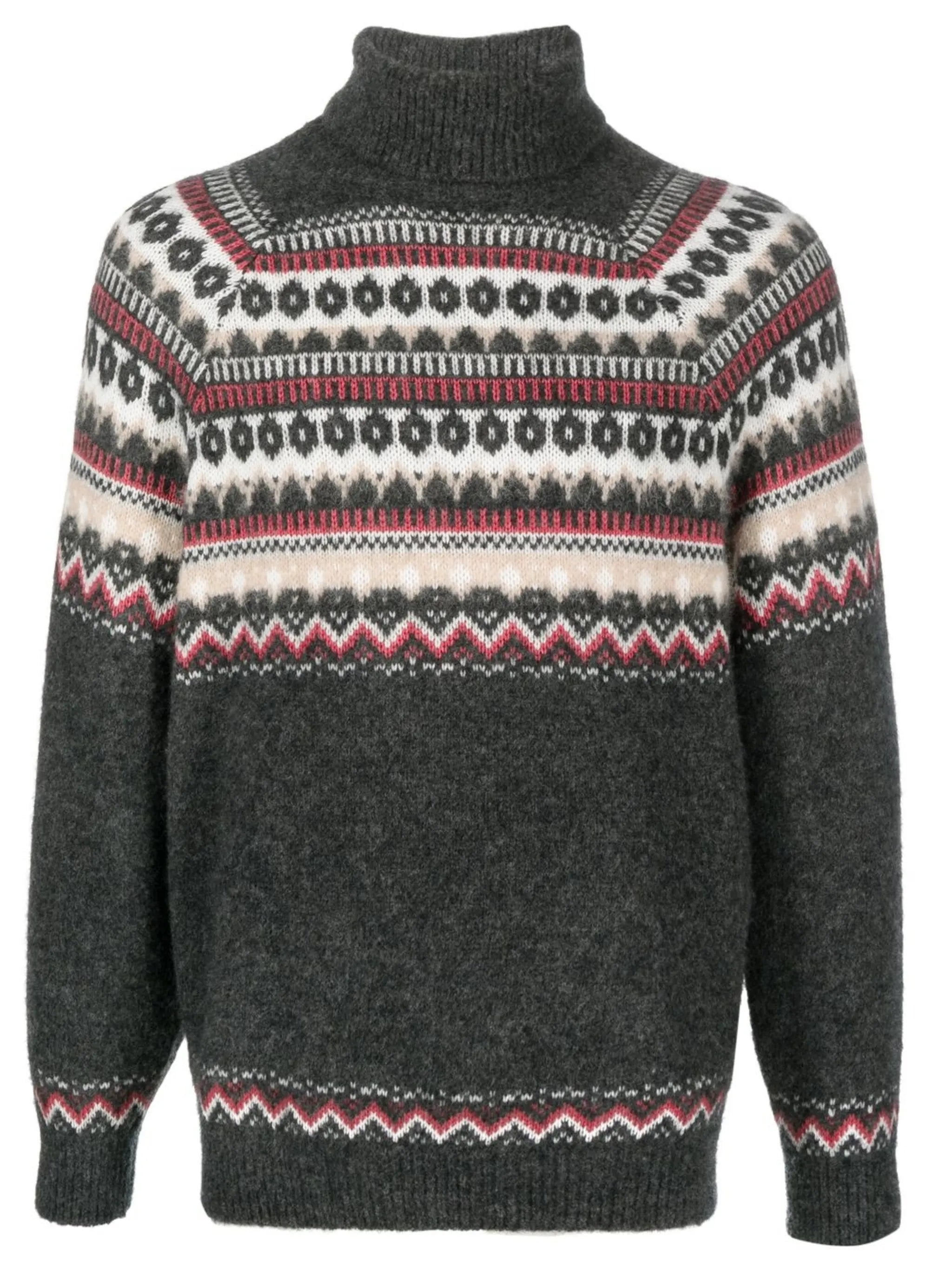 intarsia-knit roll-neck jumper