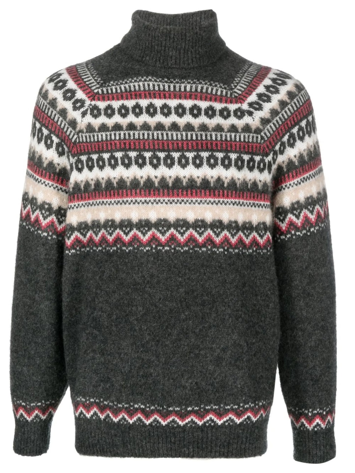 intarsia-knit roll-neck jumper