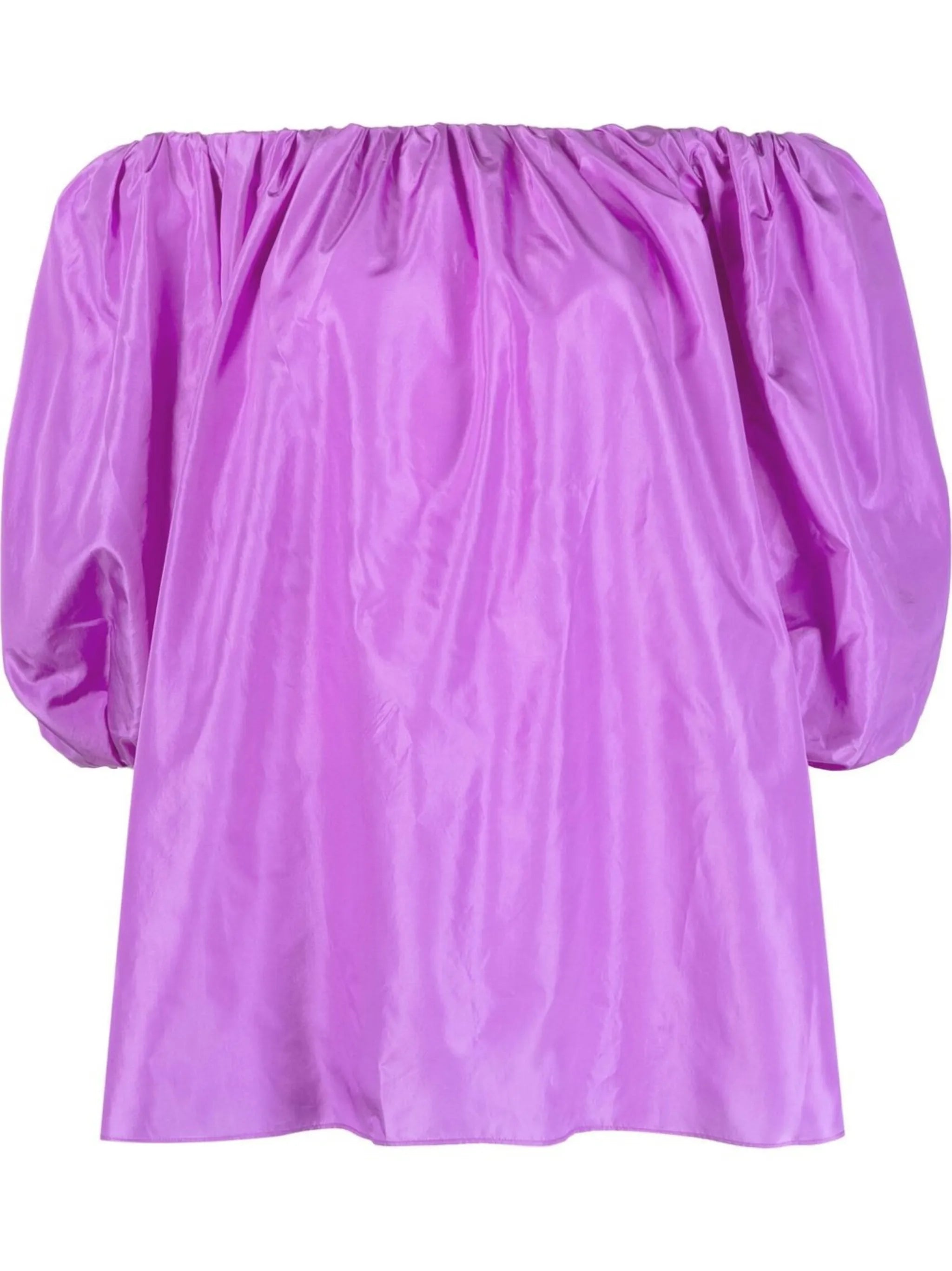 off-shoulder silk blouse