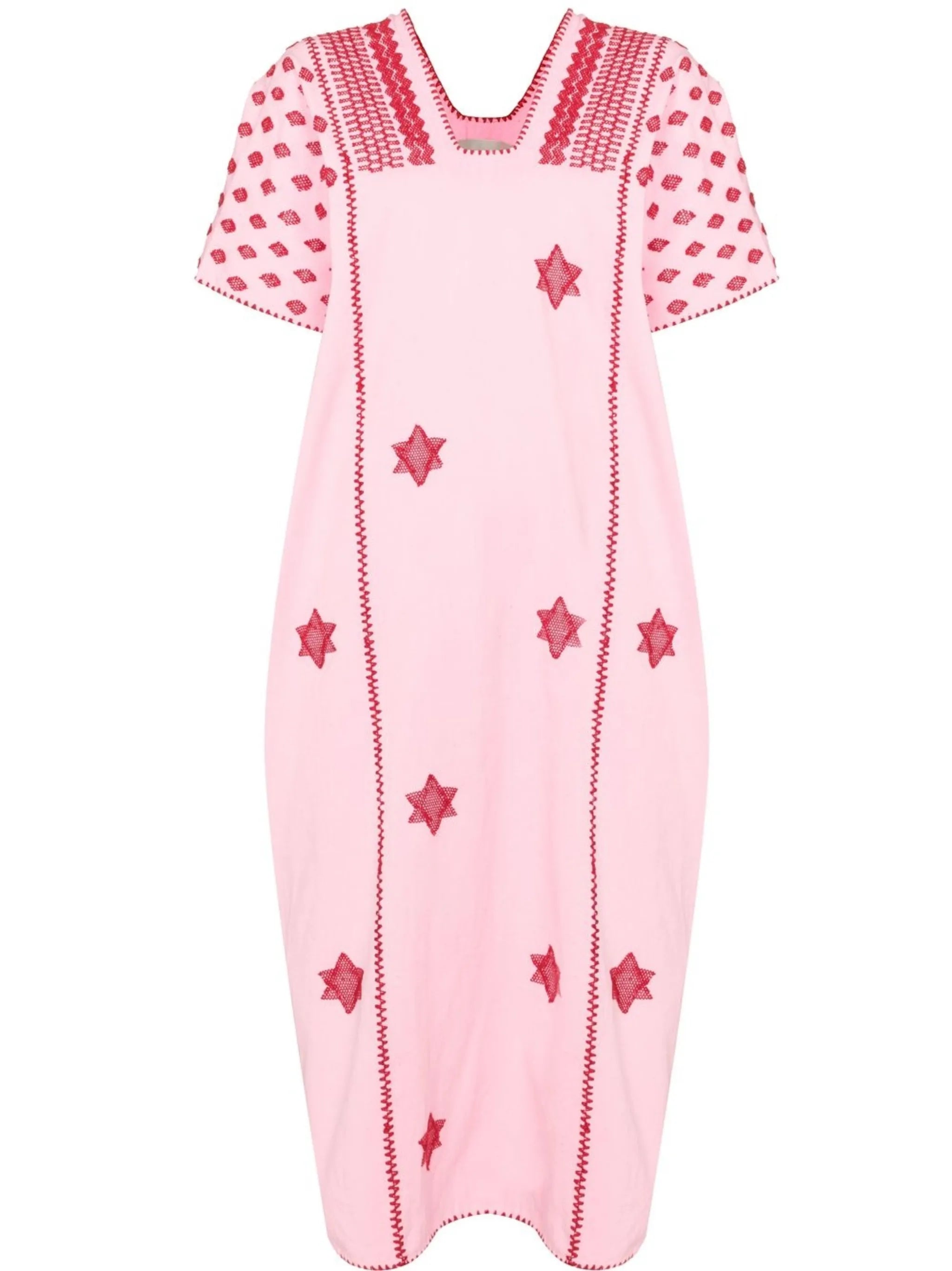 star-embroidered kaftan dress