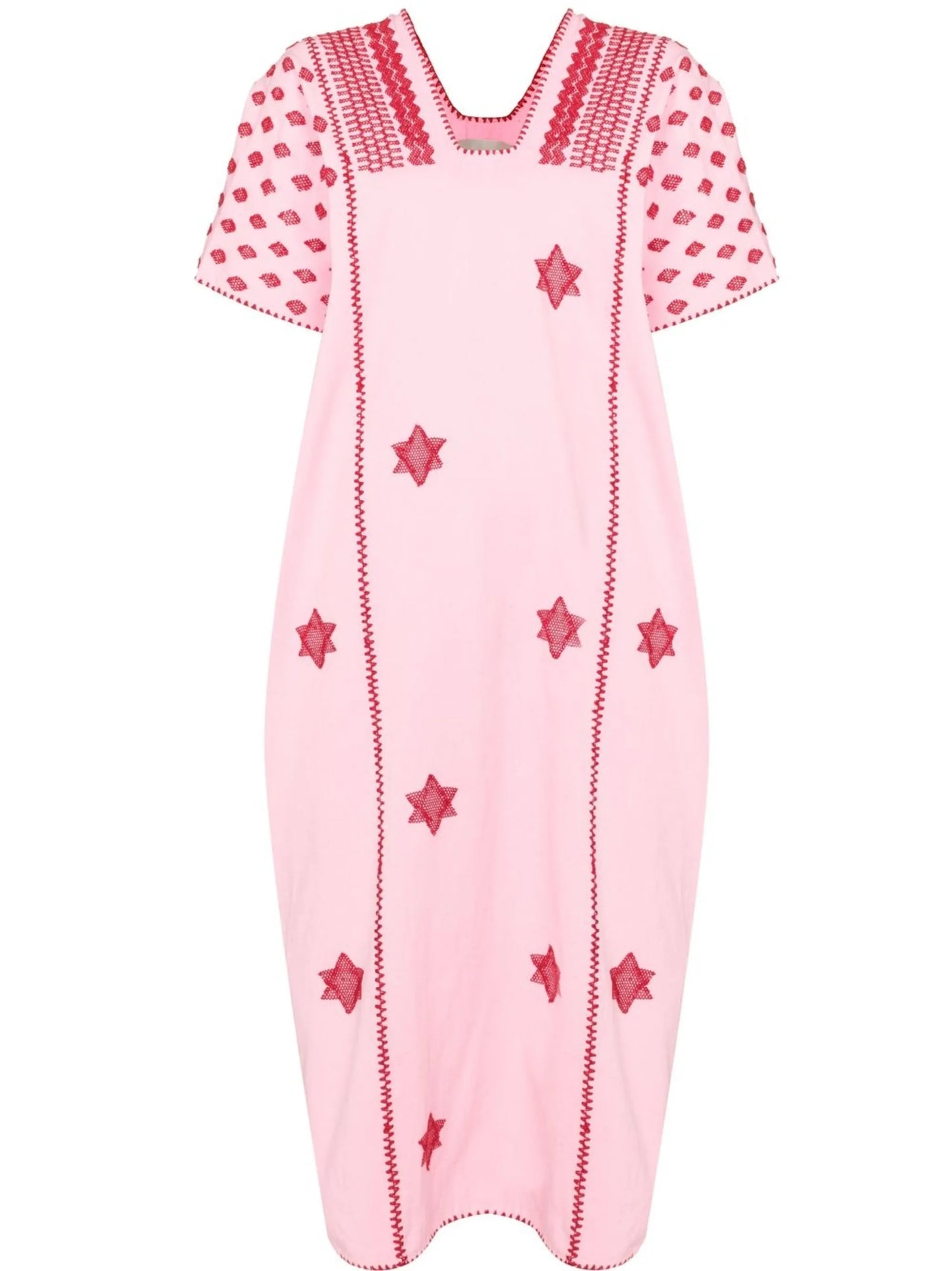 star-embroidered kaftan dress