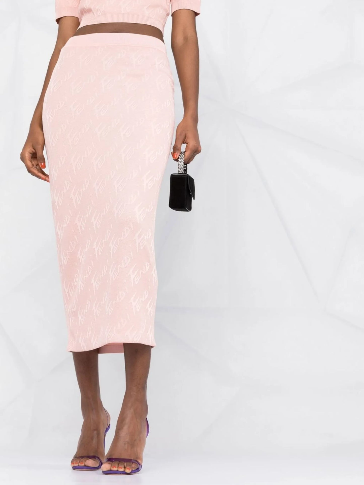 logo-print mesh midi skirt