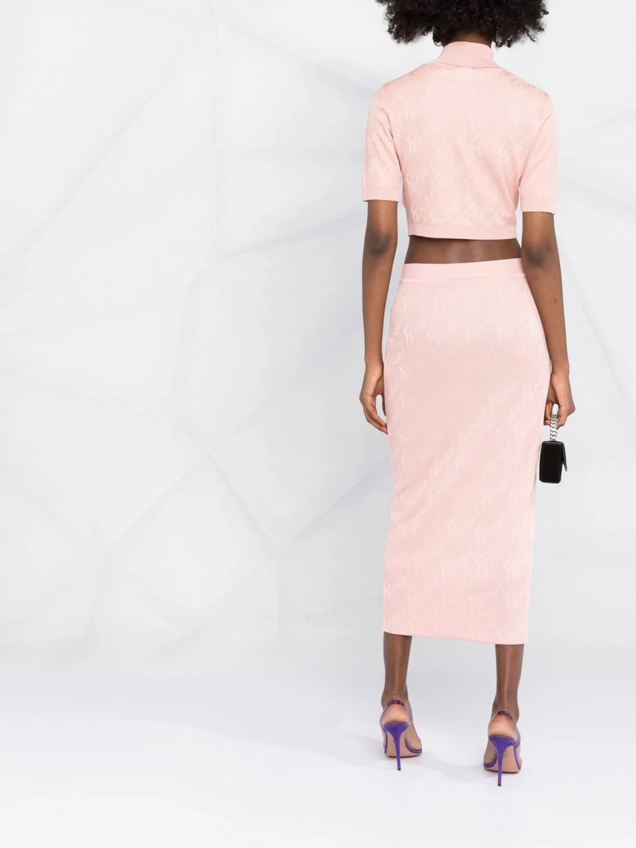 logo-print mesh midi skirt