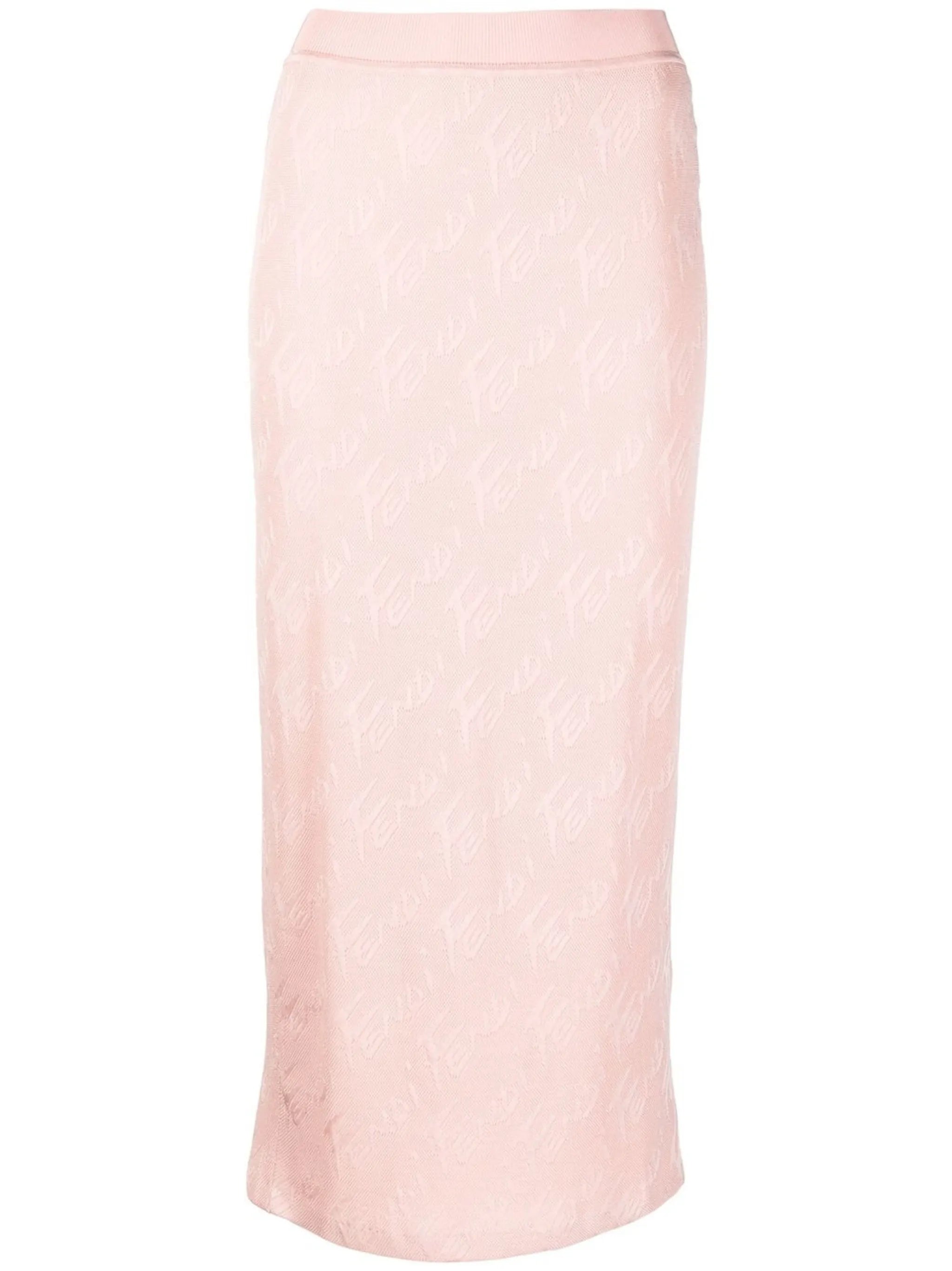 logo-print mesh midi skirt