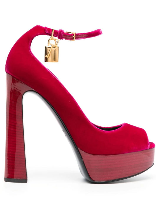 145mm platform velvet sandals