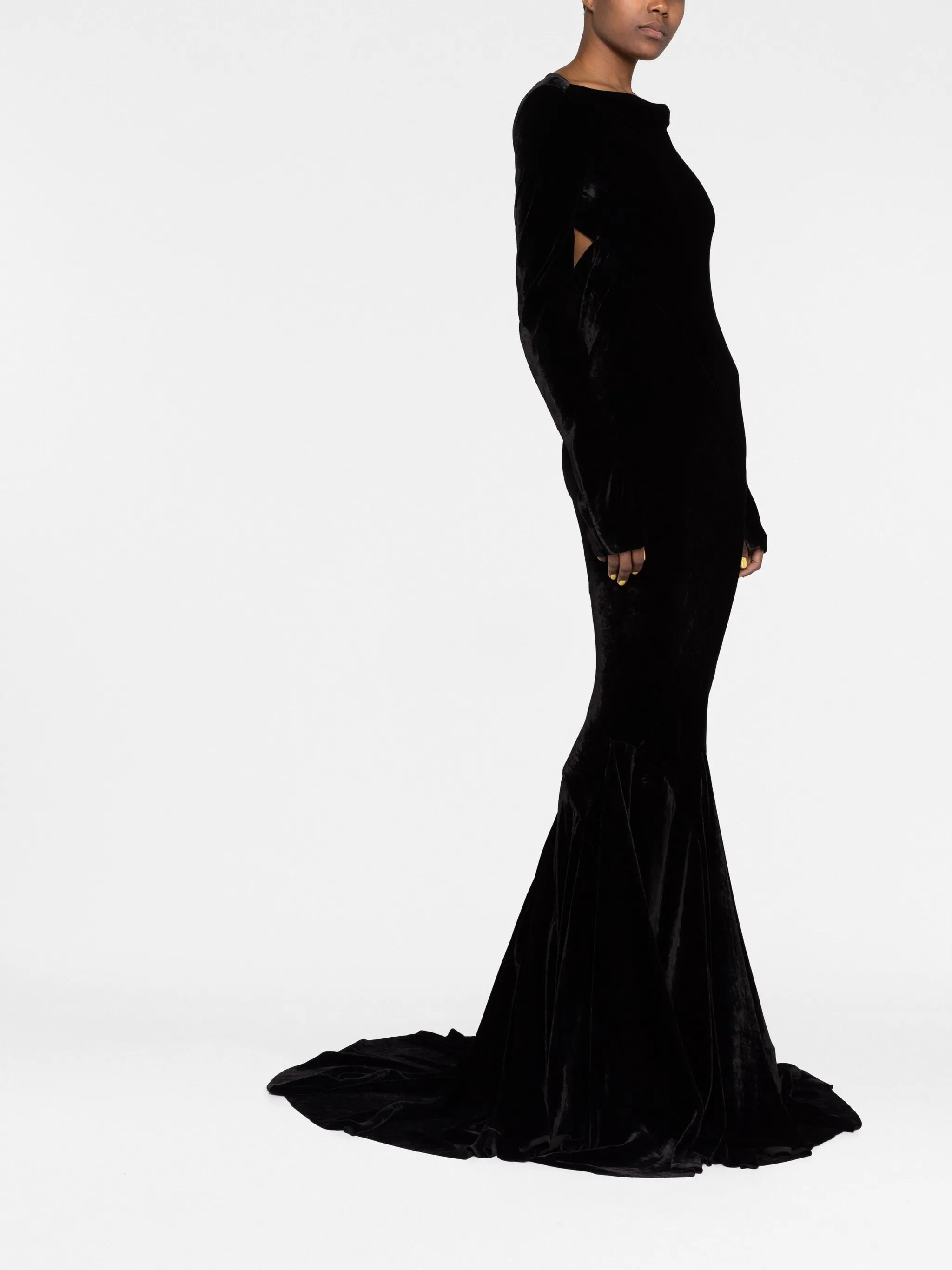 velvet-effect long dress