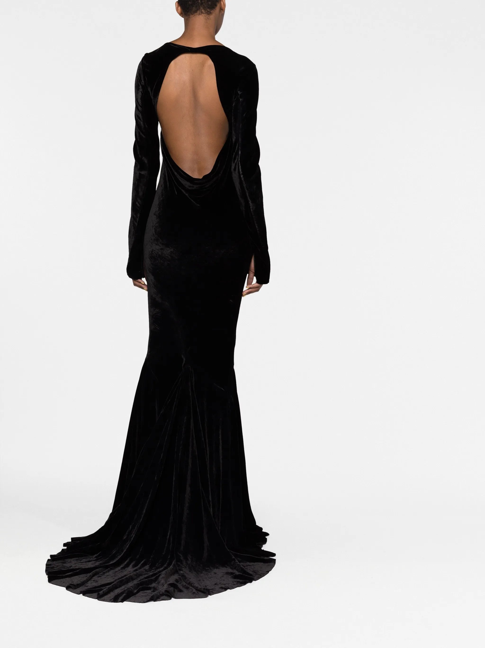 velvet-effect long dress