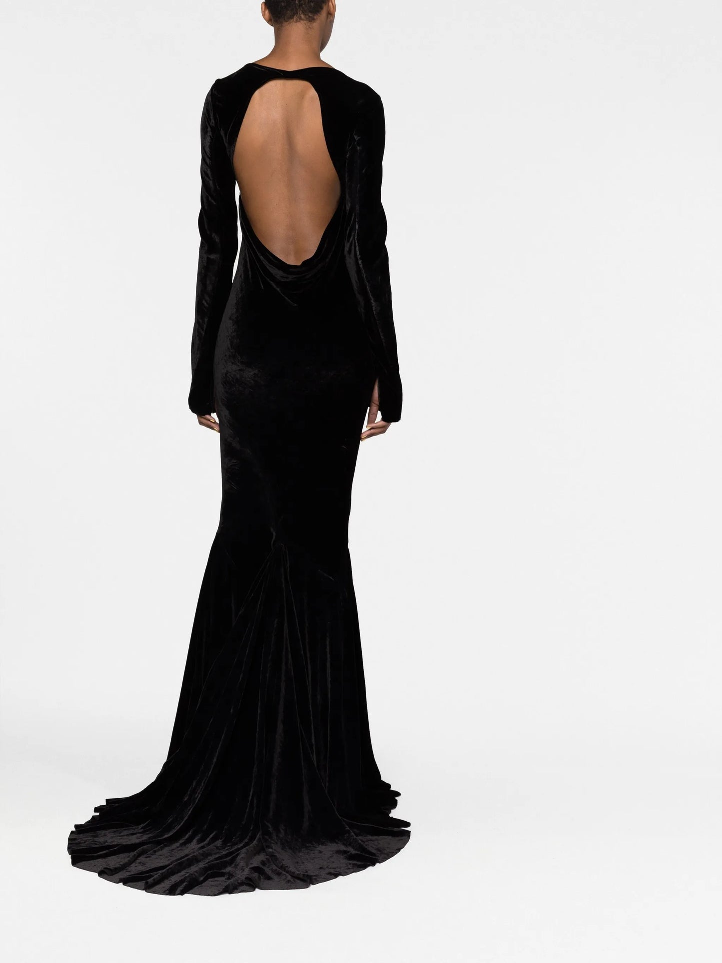 velvet-effect long dress
