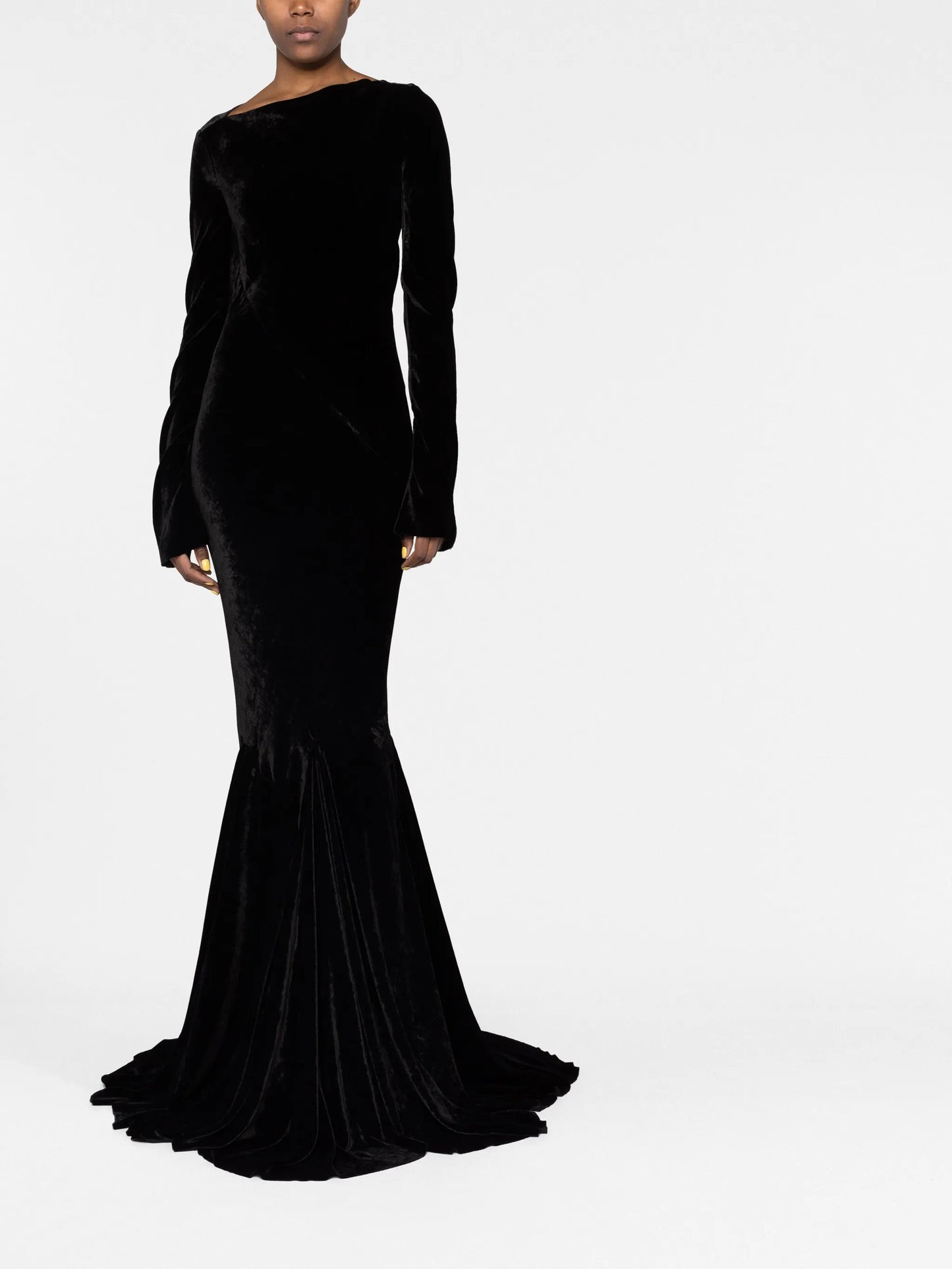 velvet-effect long dress