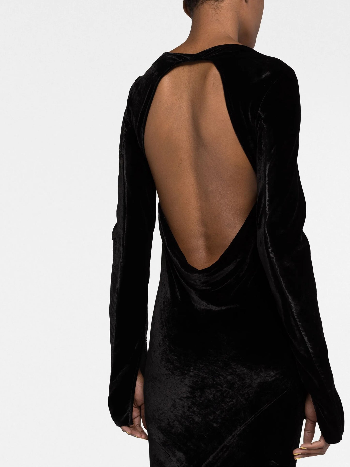 velvet-effect long dress