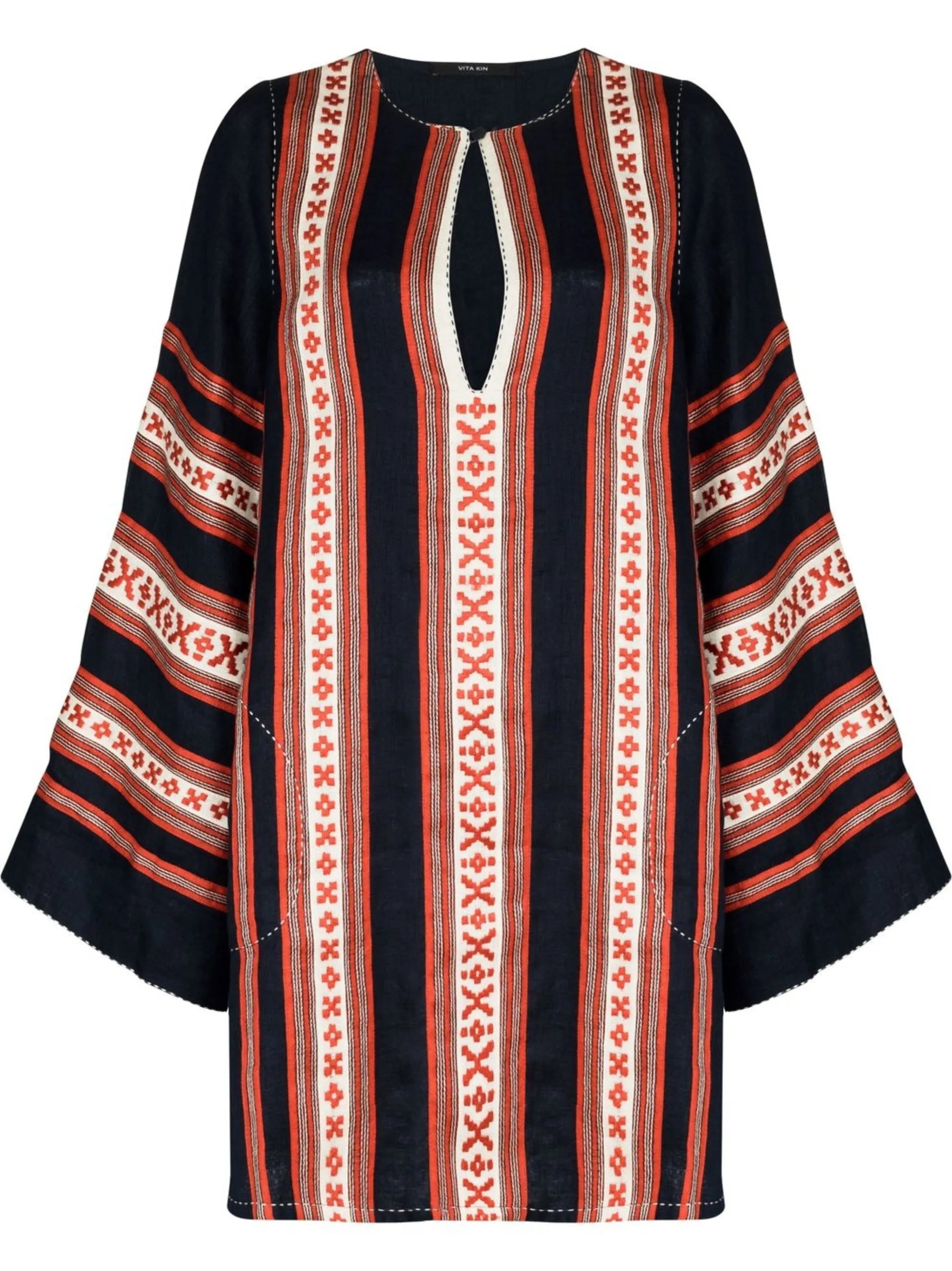 embroidered-design long-sleeve dress