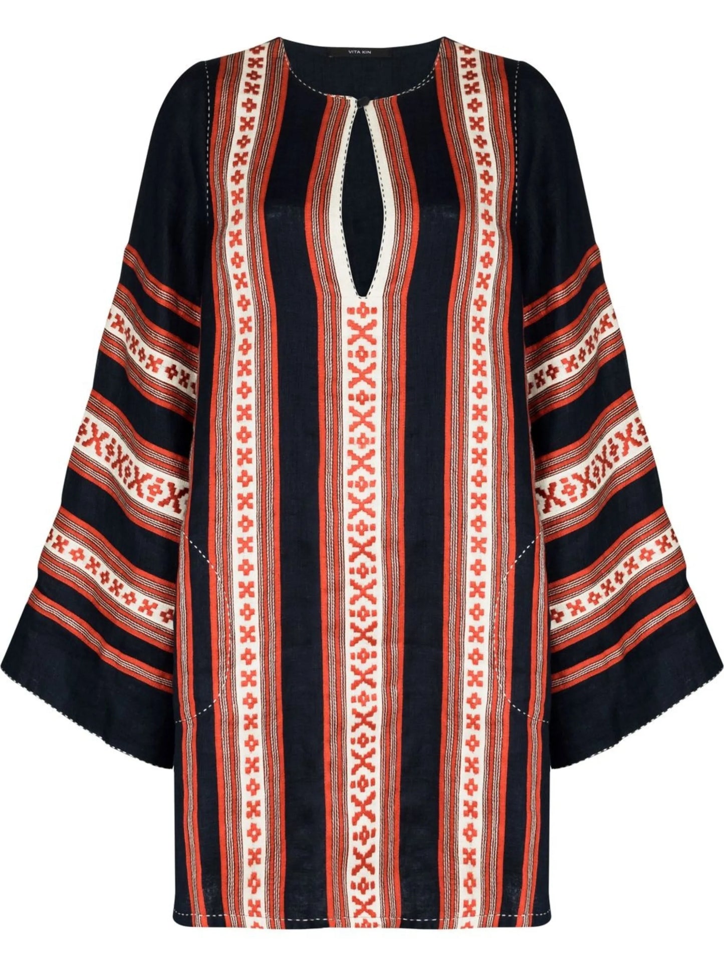 embroidered-design long-sleeve dress