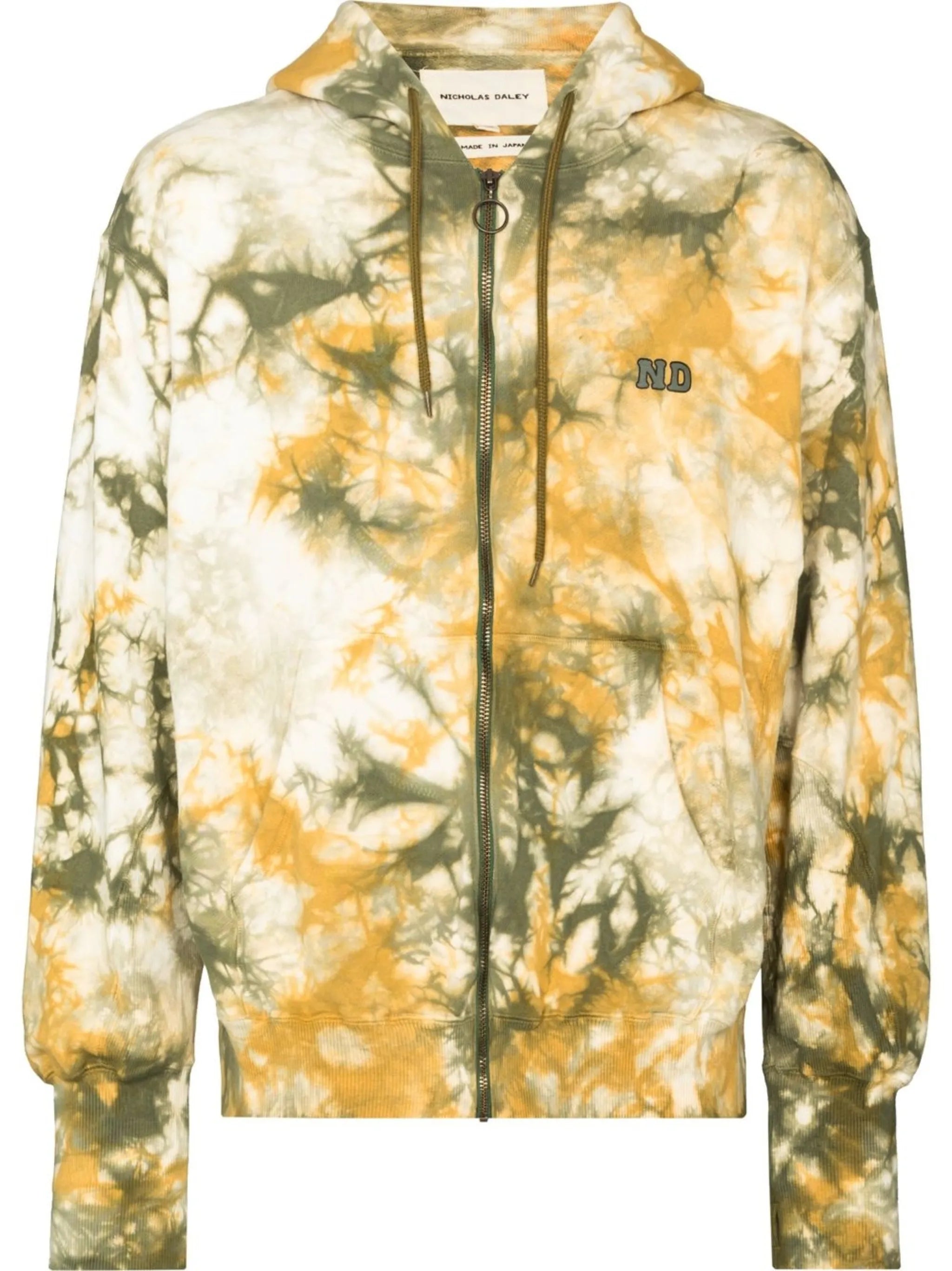 tie-dye print zipped hoodie