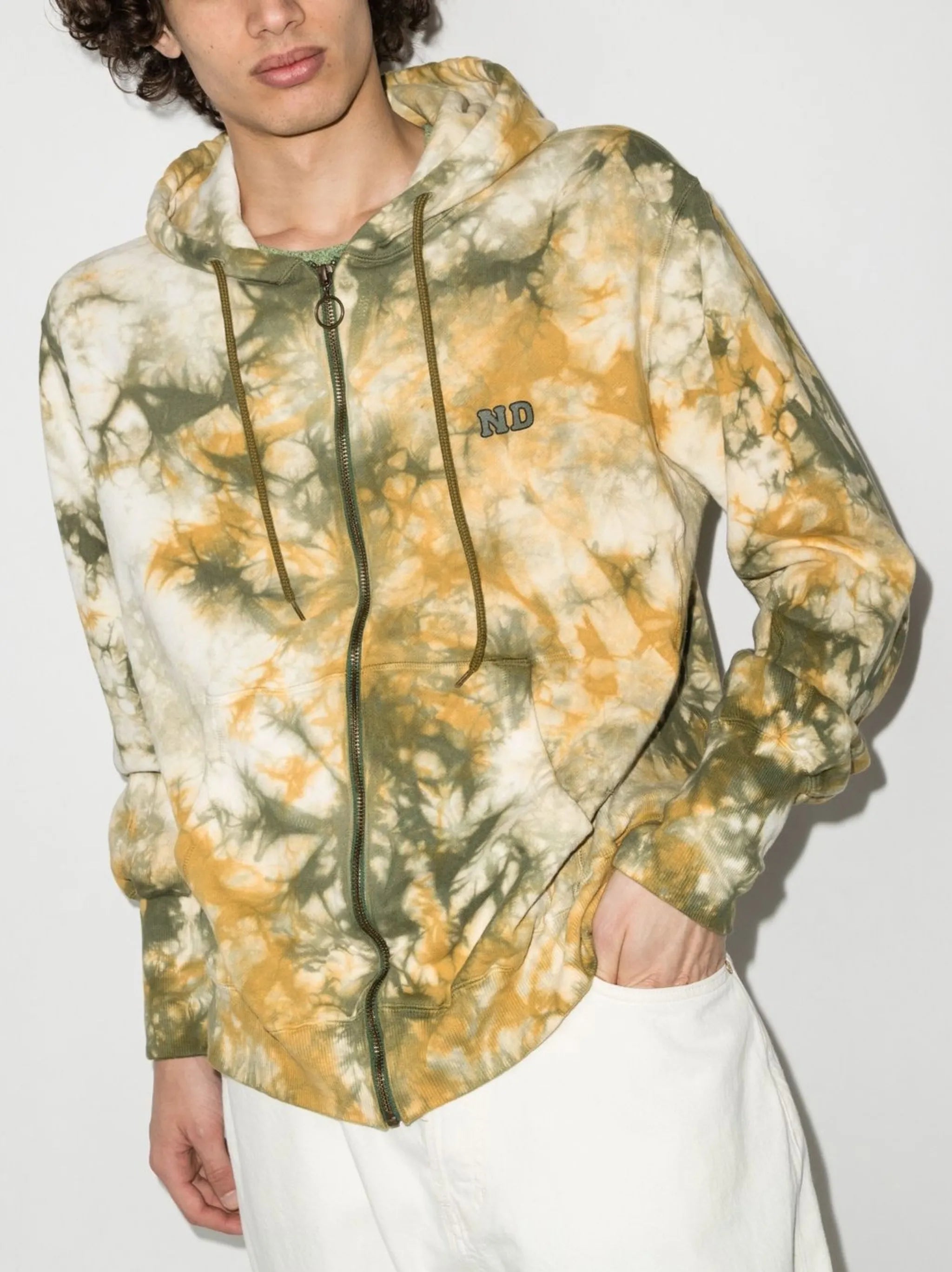 tie-dye print zipped hoodie