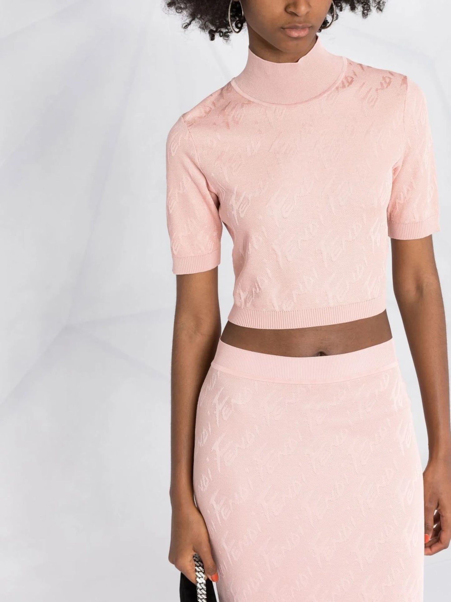 jacquard cropped knitted top
