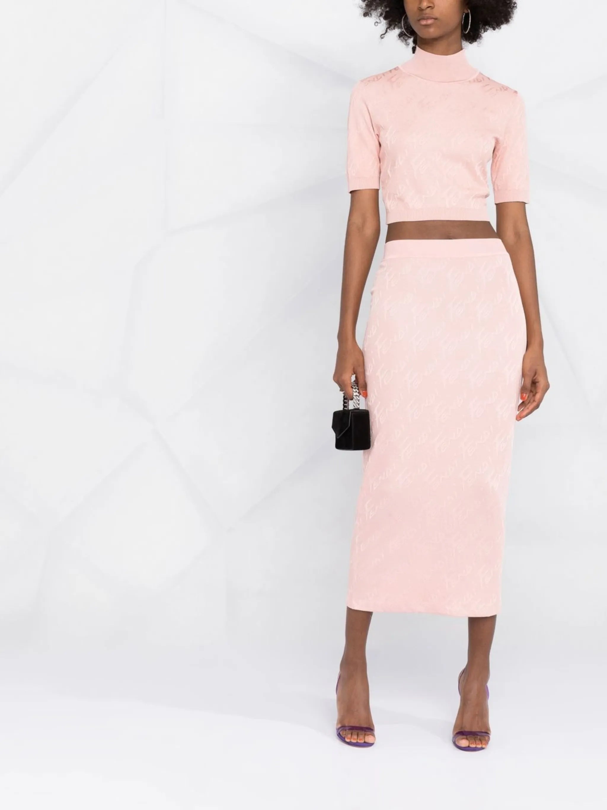 jacquard cropped knitted top