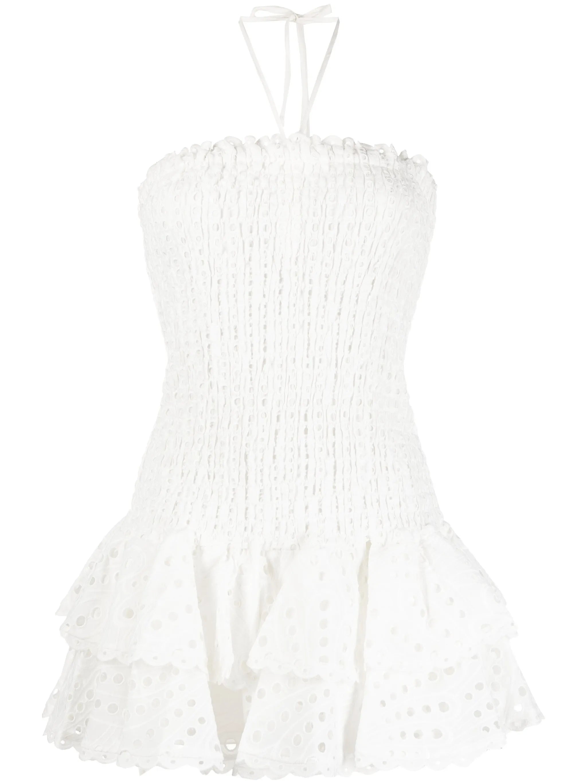 broderie-anglais halterneck mini dress