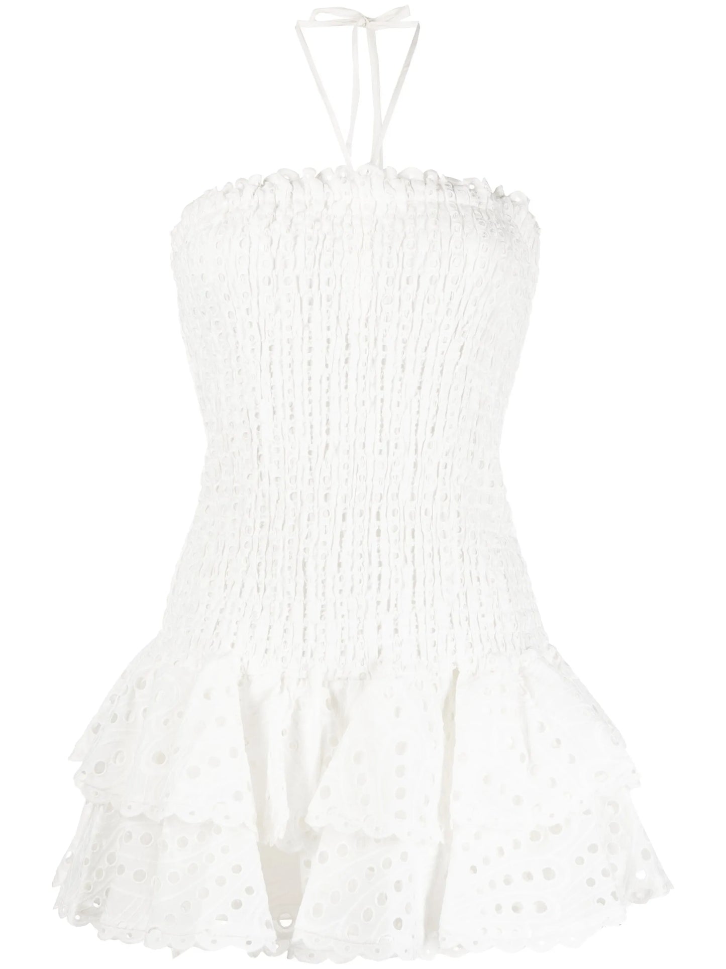 broderie-anglais halterneck mini dress