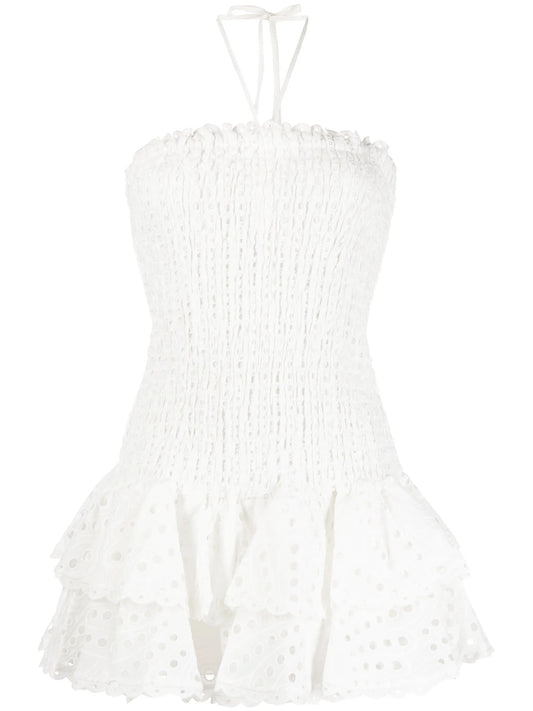 broderie-anglais halterneck mini dress