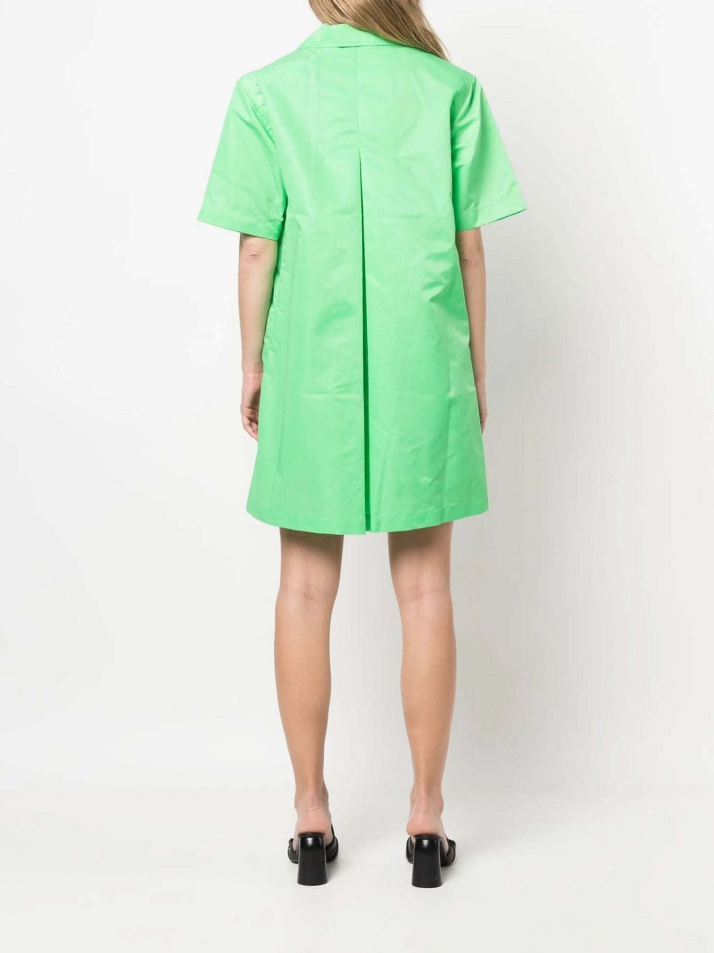 short-sleeve flared shirt dress