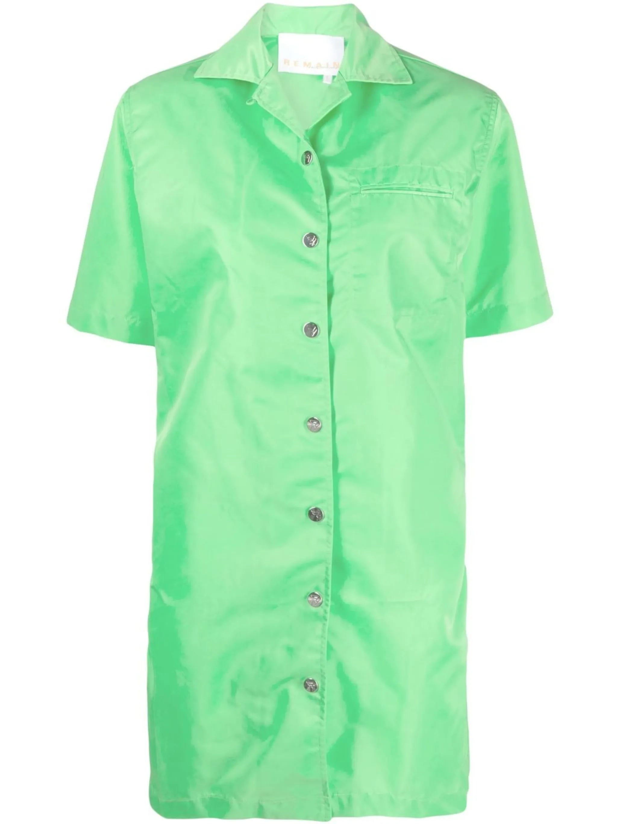short-sleeve flared shirt dress