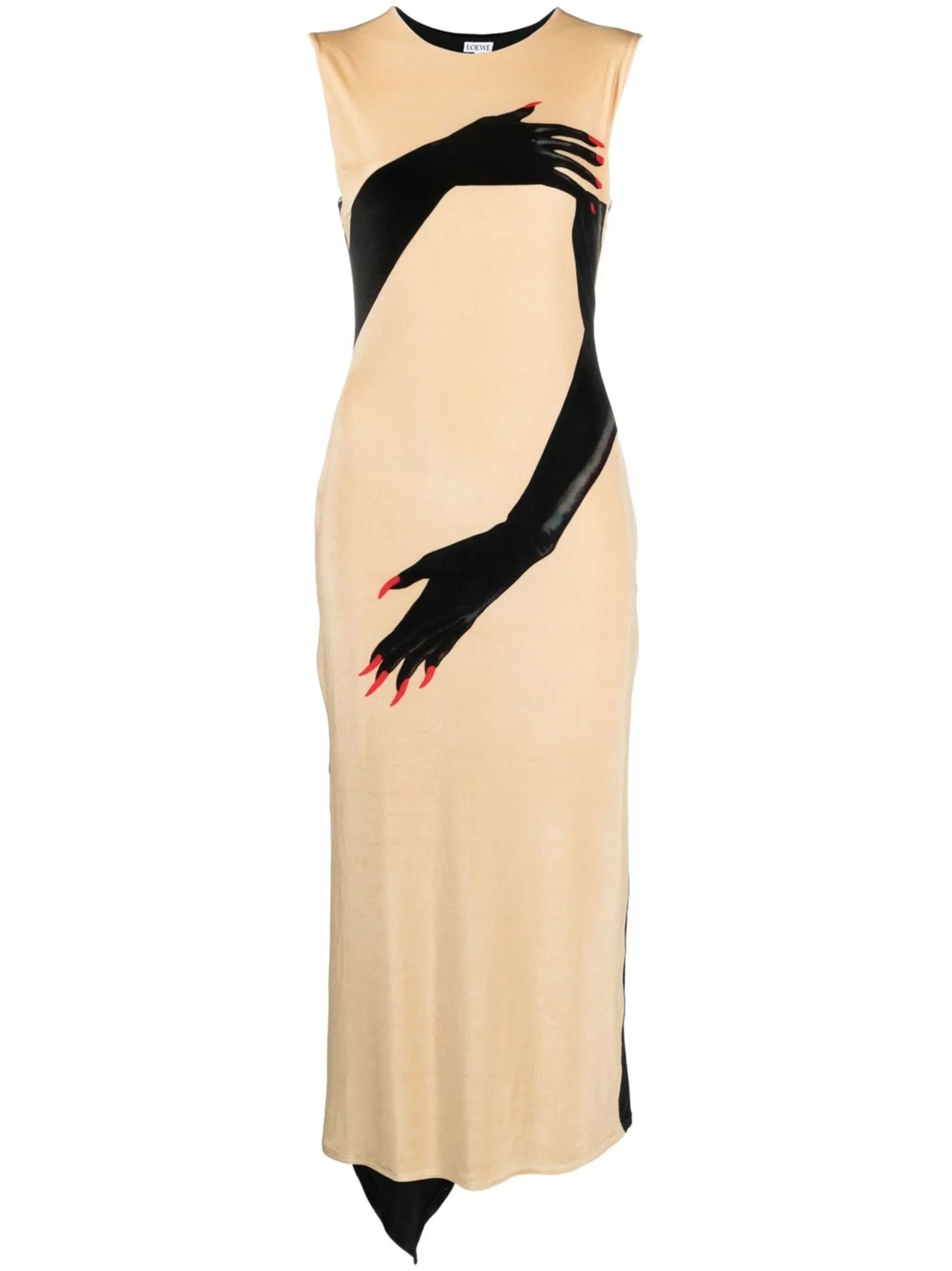 hand-print colour-block dress
