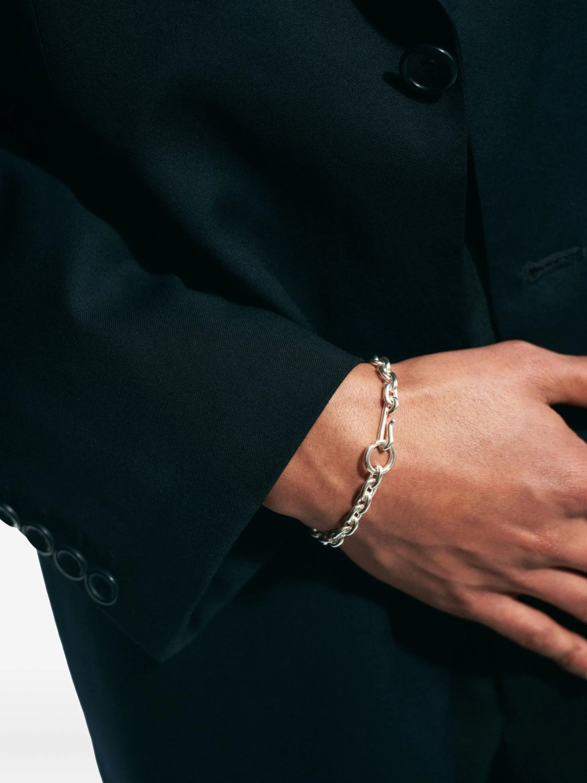 silver chain-link bracelet