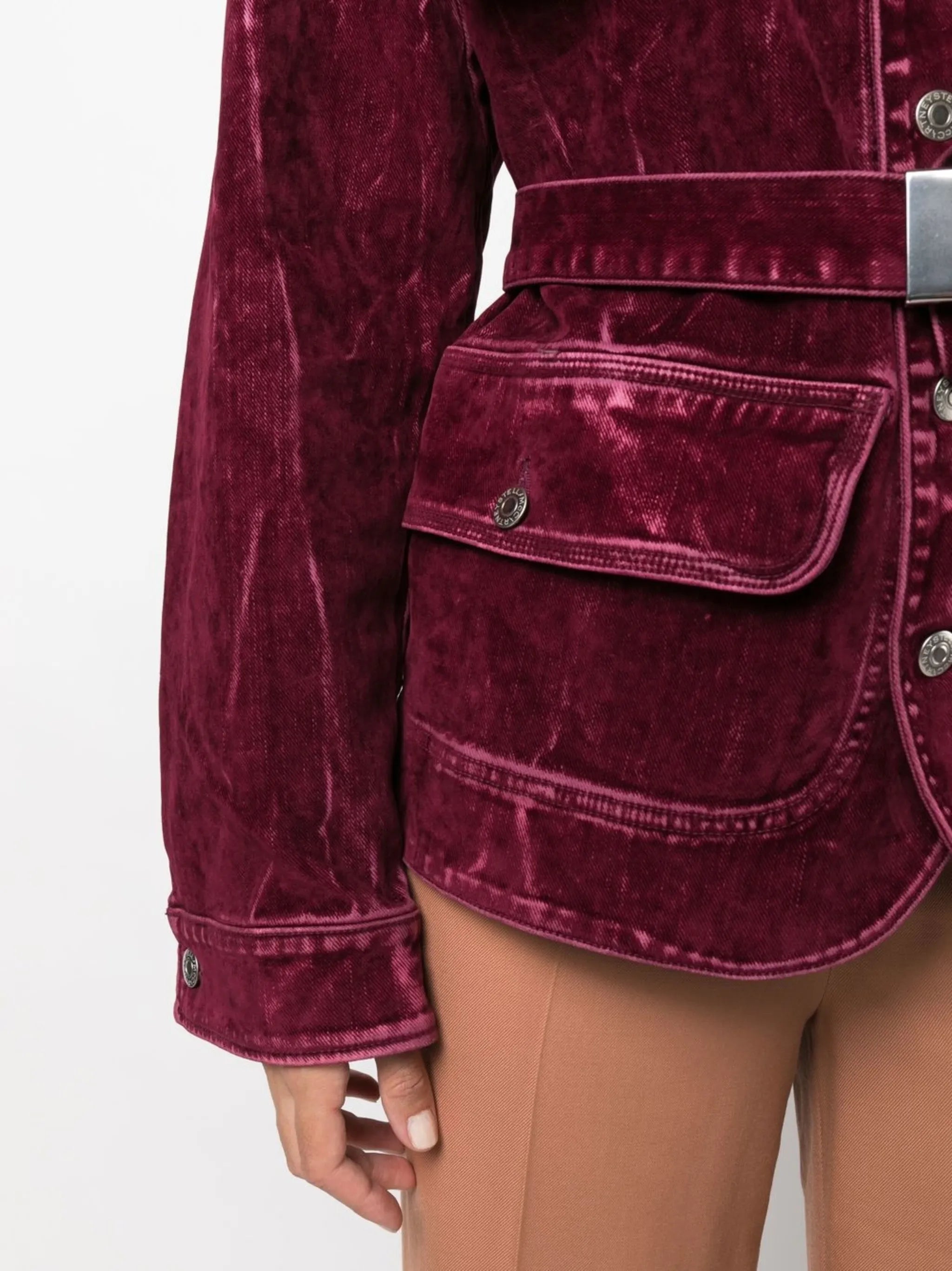 flocked velvet belted jacket