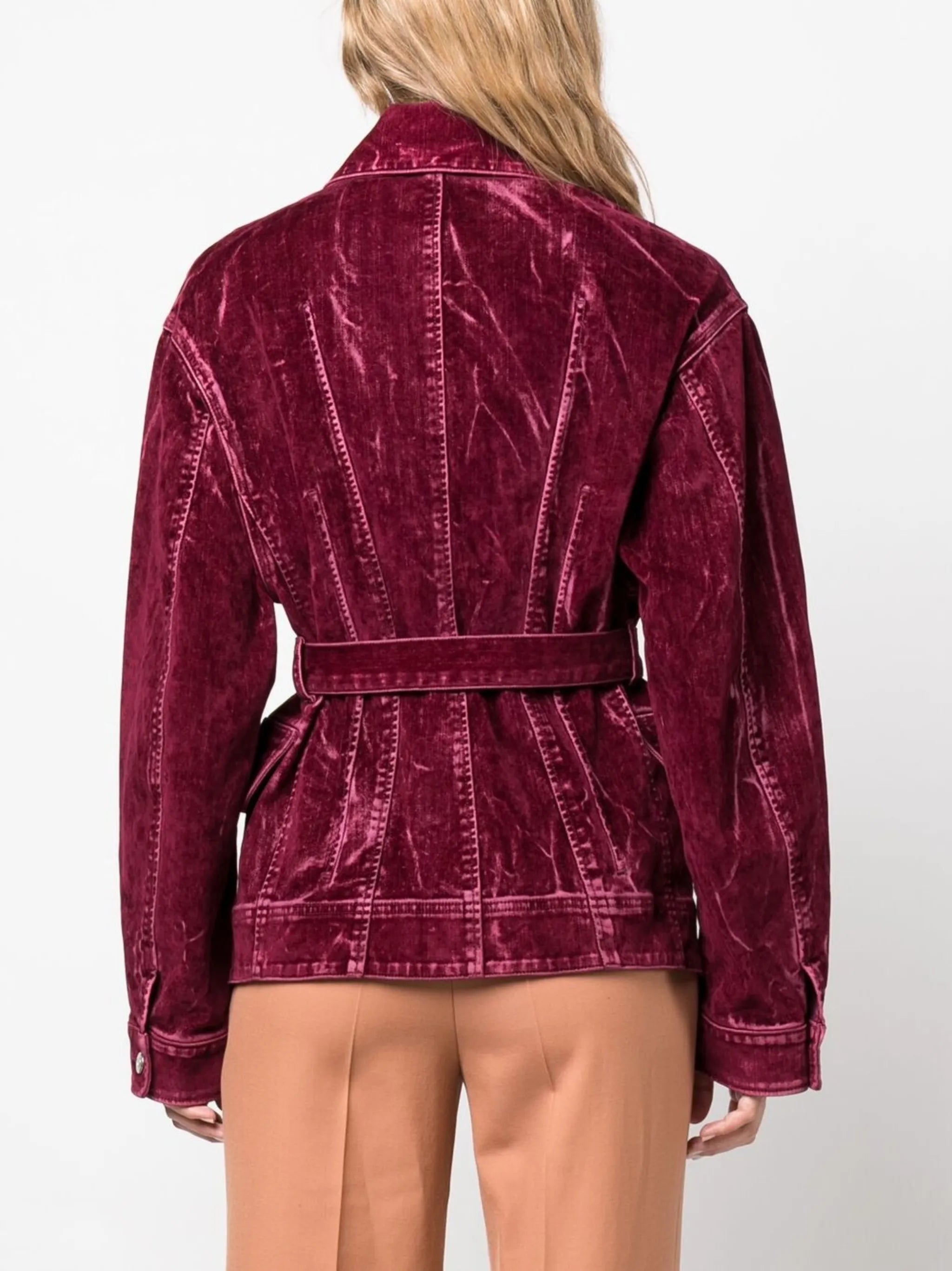 flocked velvet belted jacket