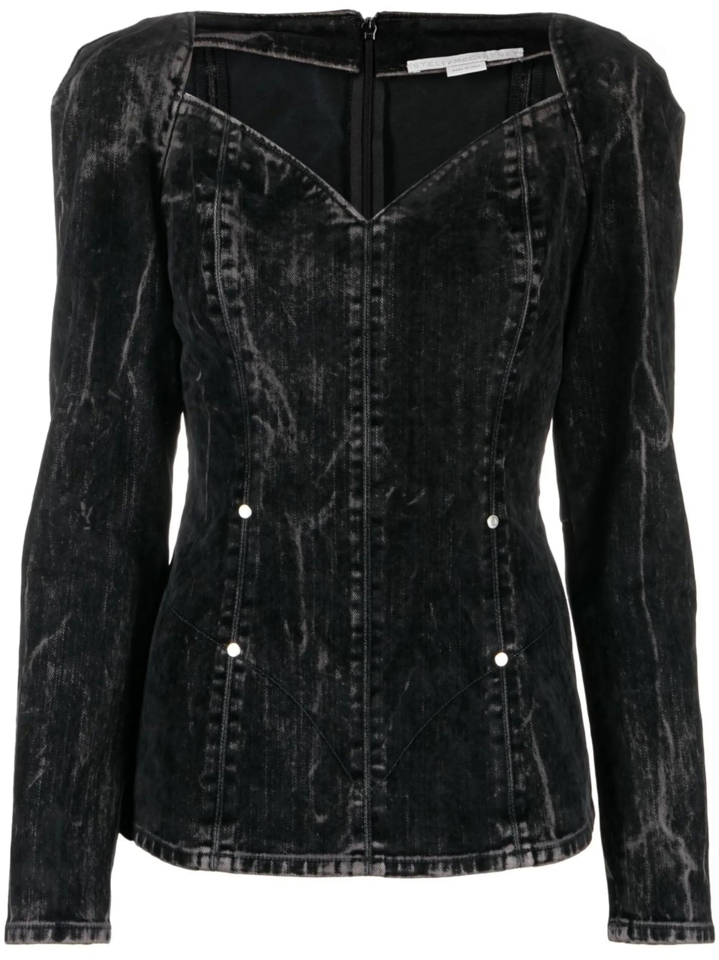 flocked velvet denim blouse