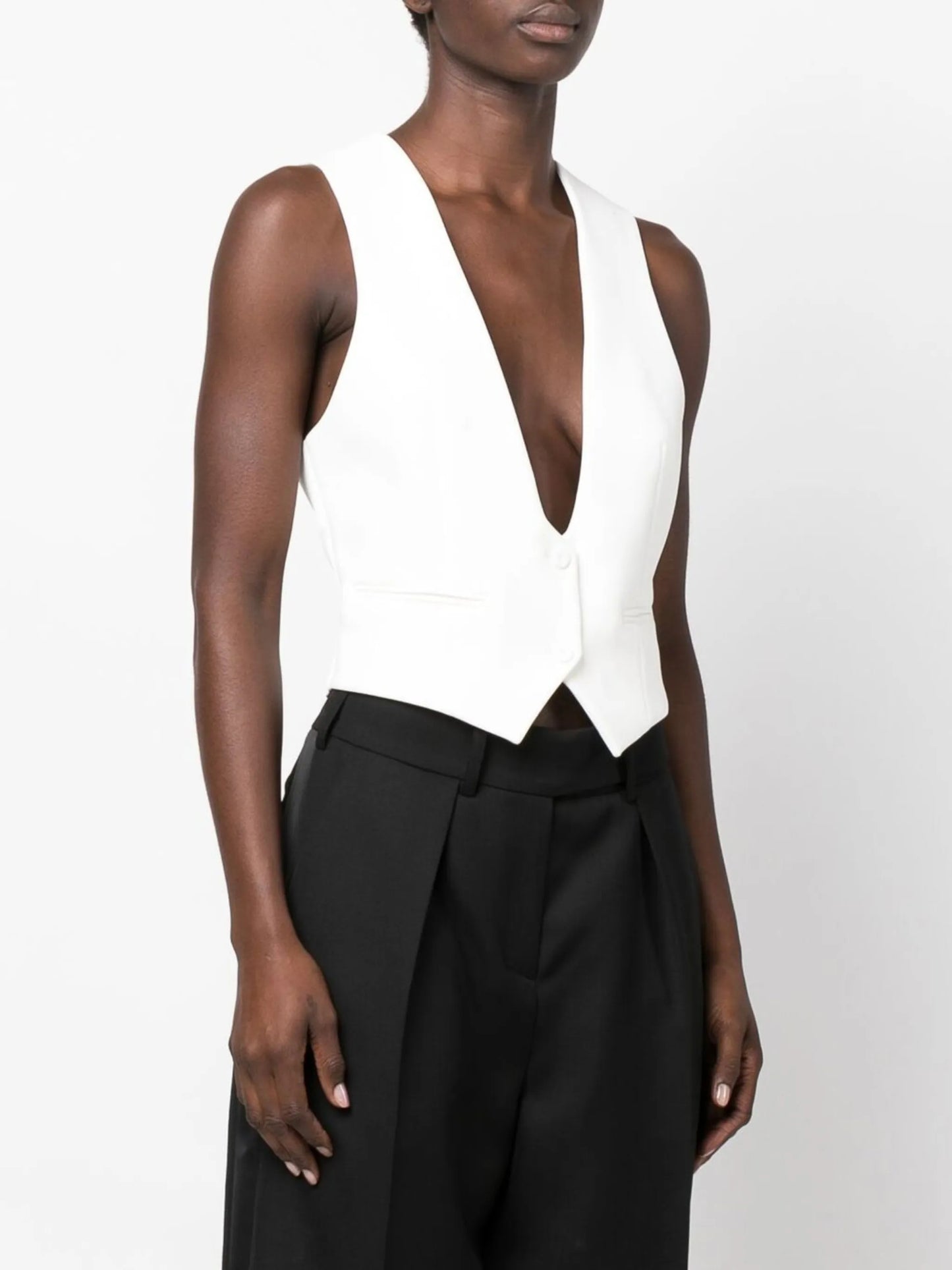 tailored button-fastening vest