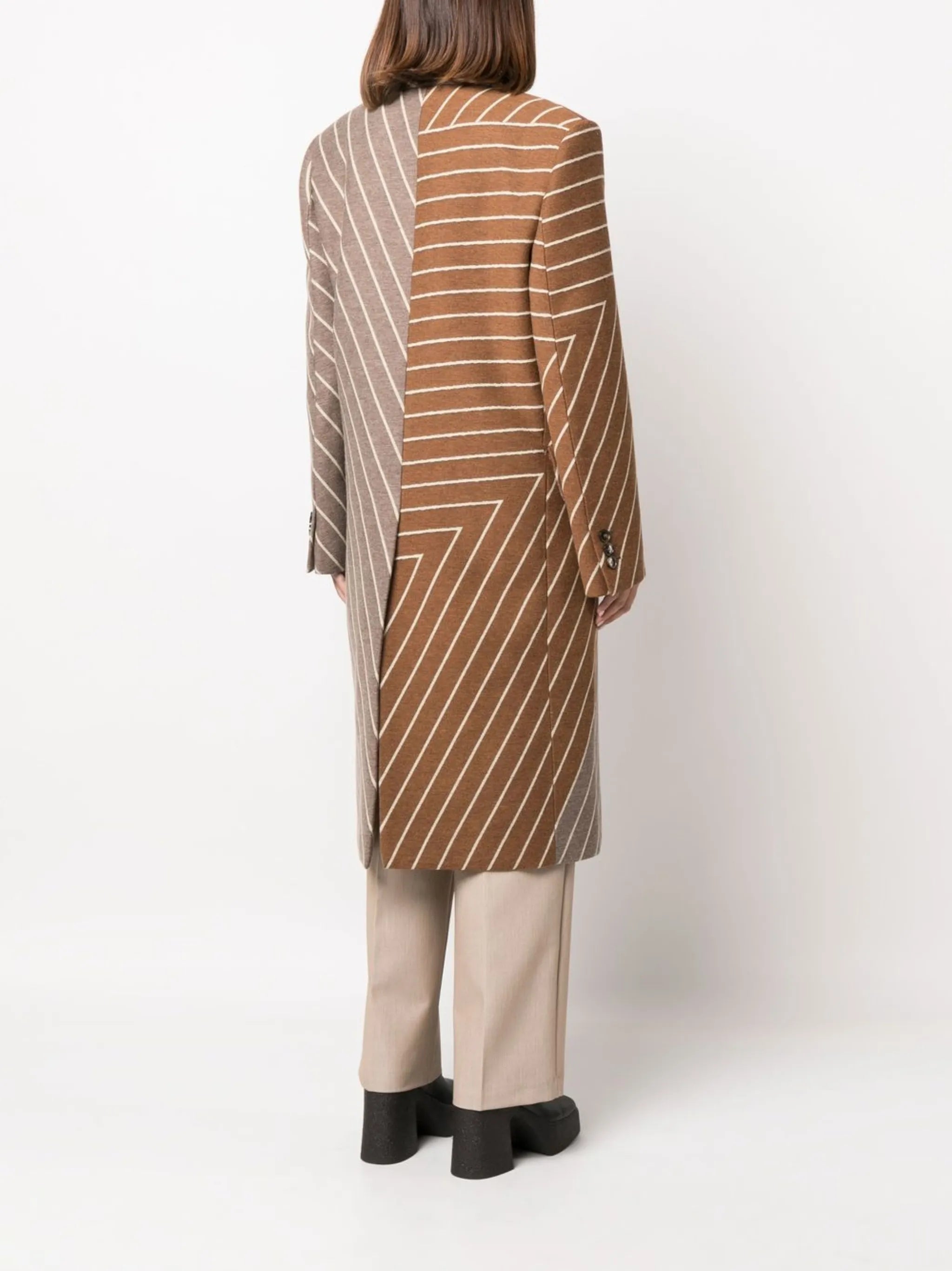 two-tone double-breasted coat