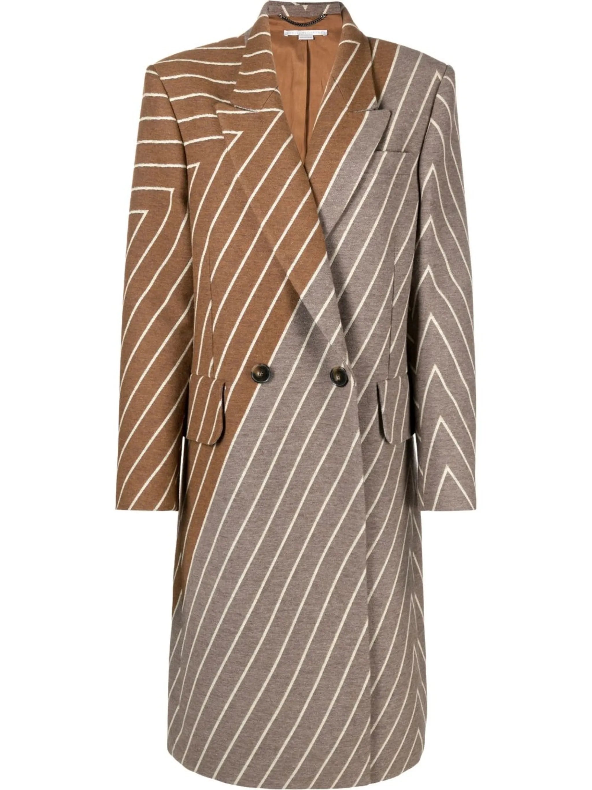 two-tone double-breasted coat