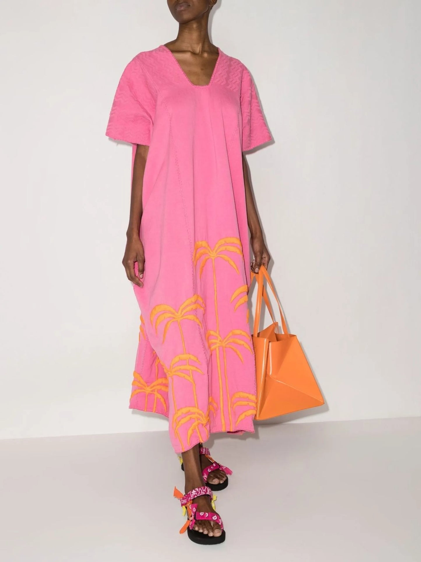 palm tree kaftan dress
