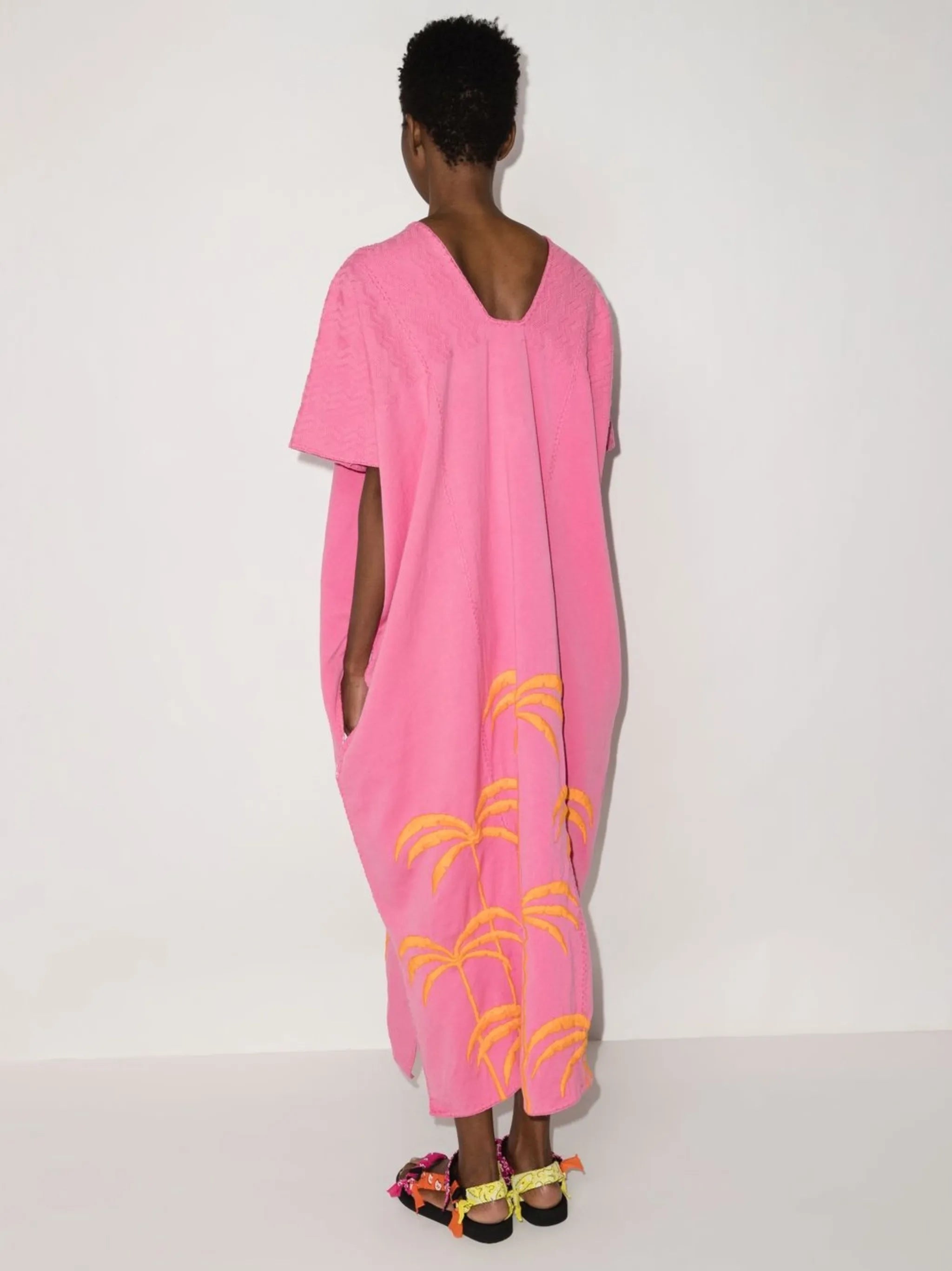 palm tree kaftan dress