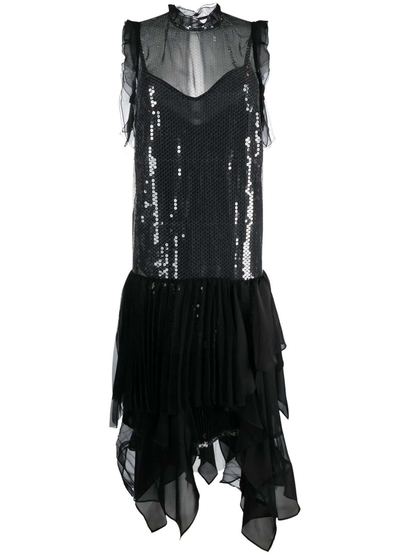 sequinned asymmetric midi dress