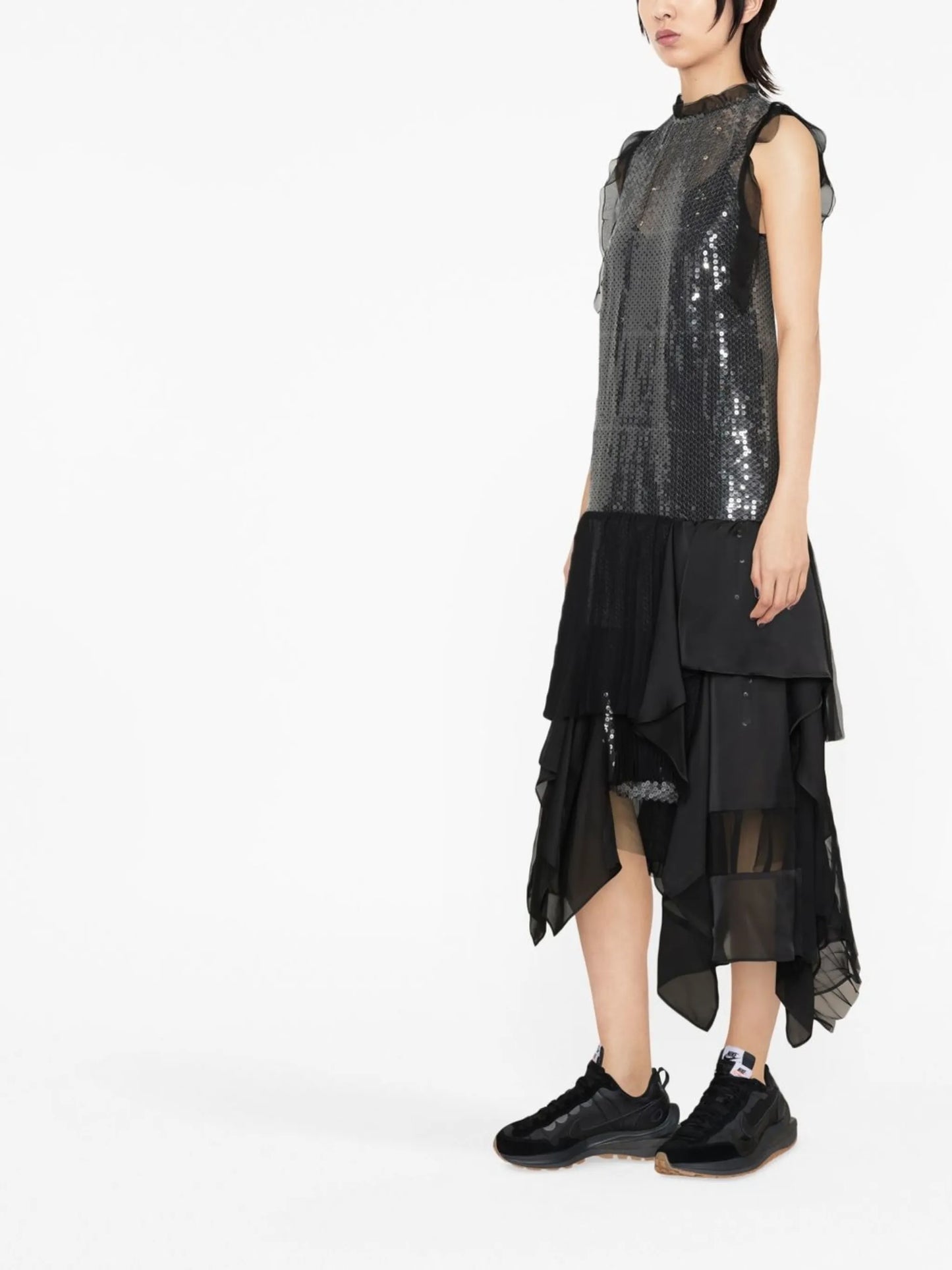sequinned asymmetric midi dress