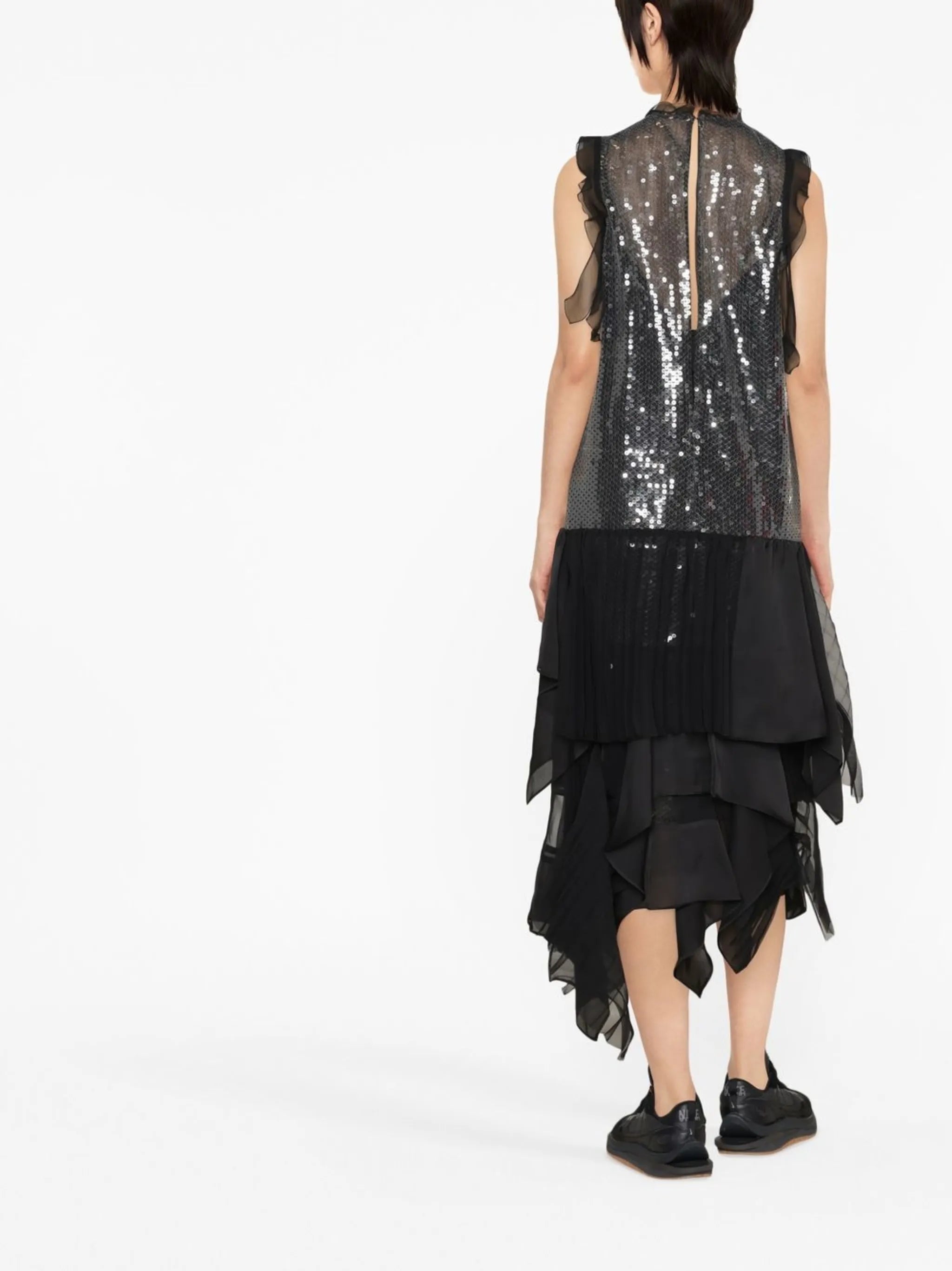 sequinned asymmetric midi dress