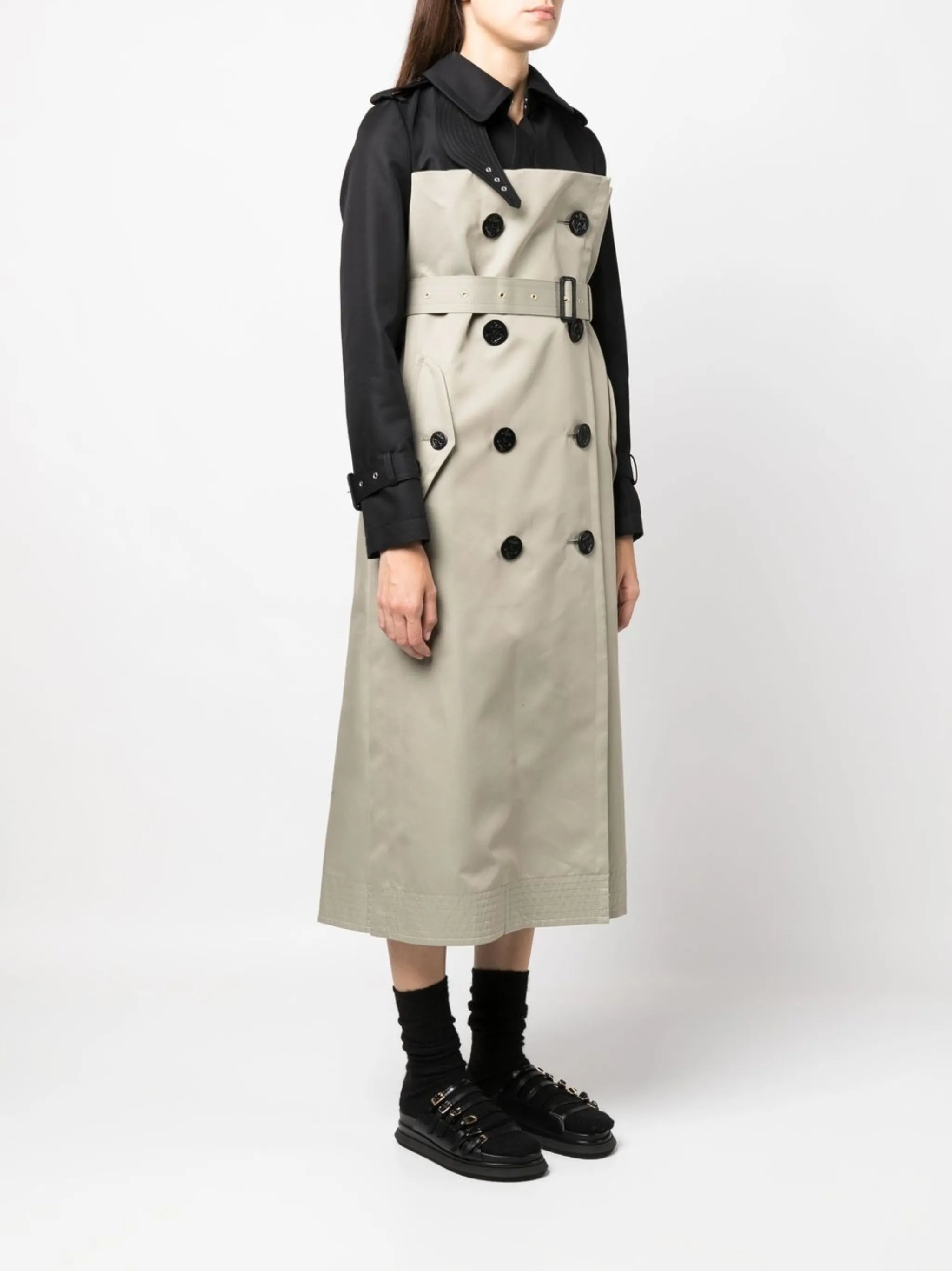 belted double-breasted trench coat