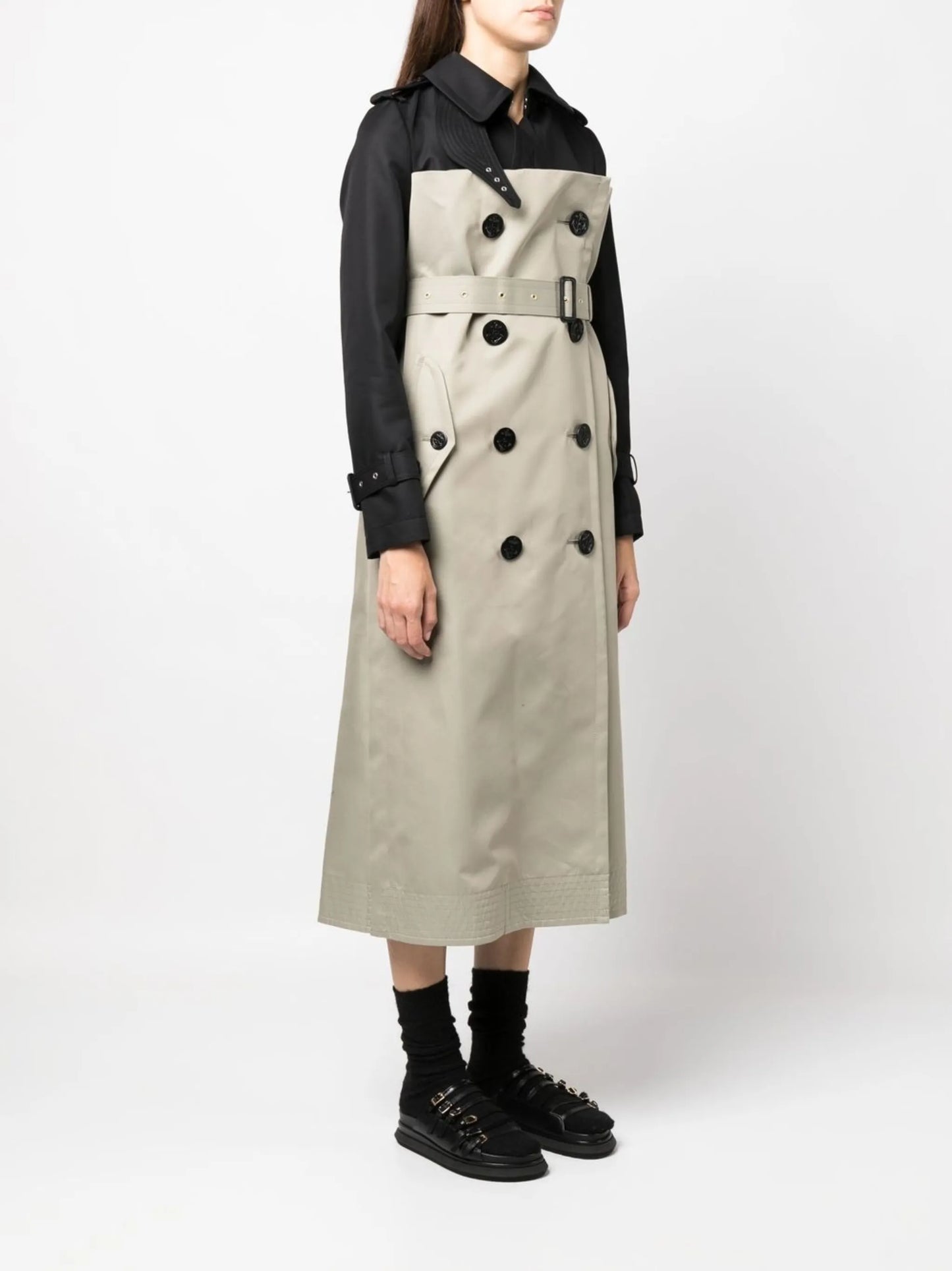 belted double-breasted trench coat