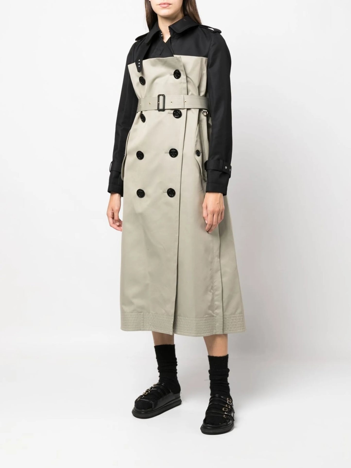 belted double-breasted trench coat