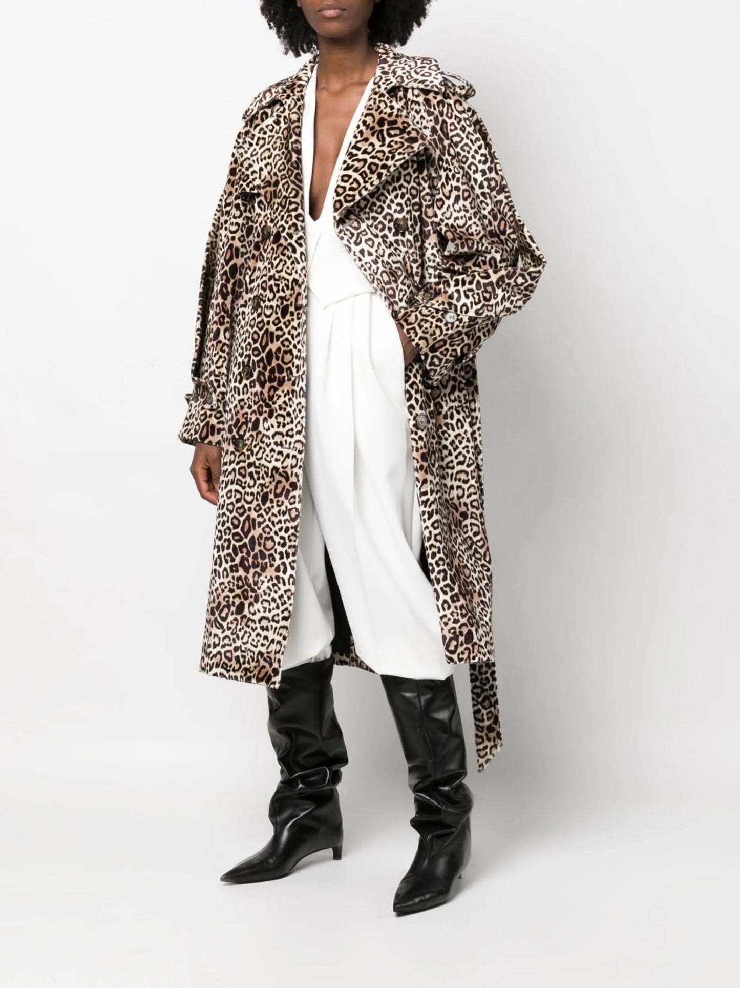 leopard print trench coat